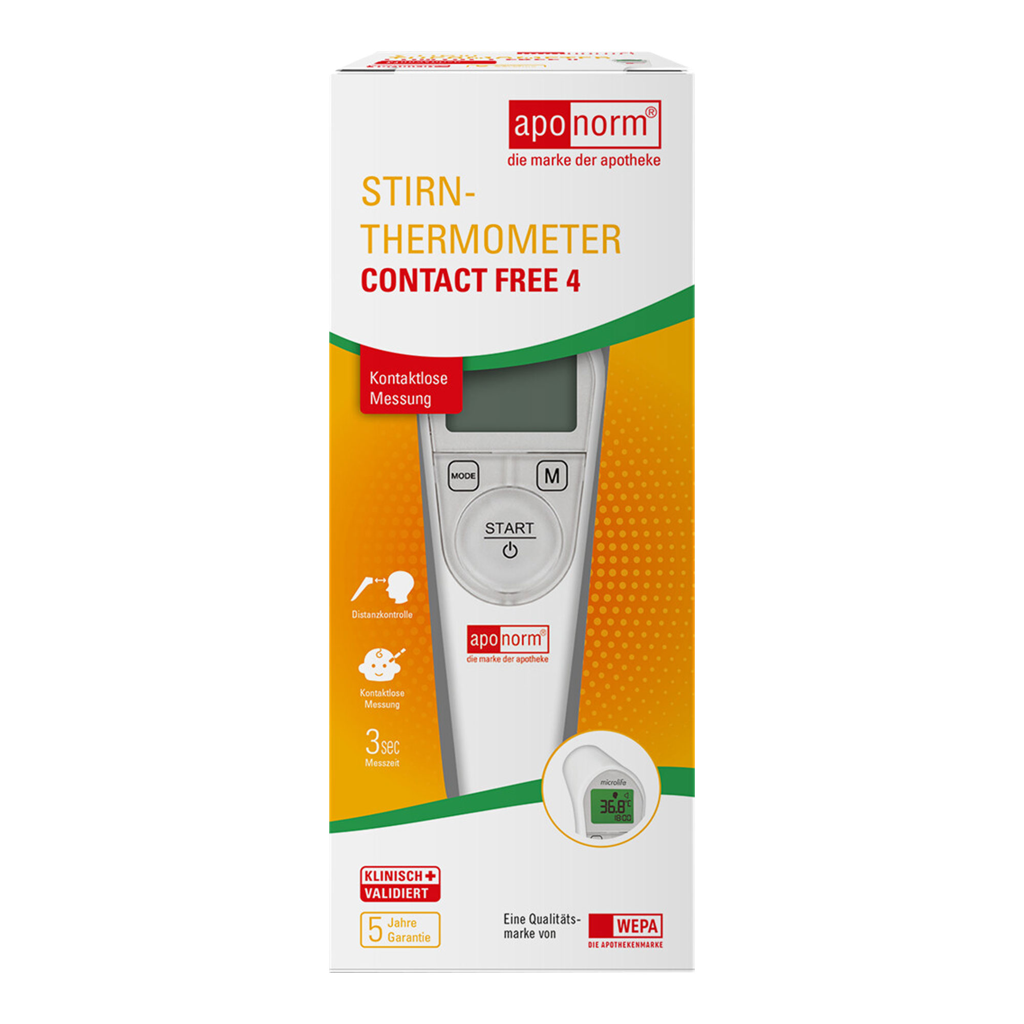 Aponorm Fieberthermometer Stirn Contact Free 4 Verpackung