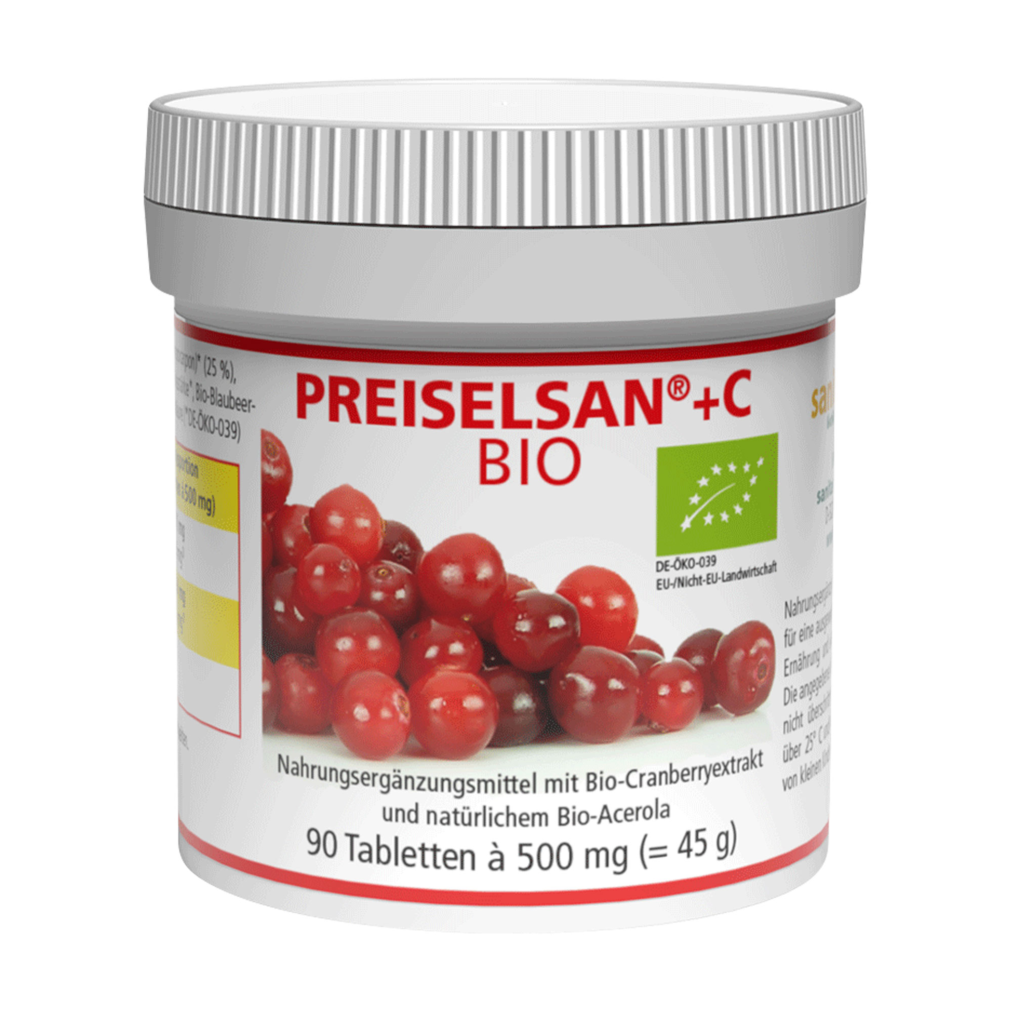 Nahrungsergänzungsmittel mit Bio-Cranberryextrakt und natürlichem Bio-Acerola.