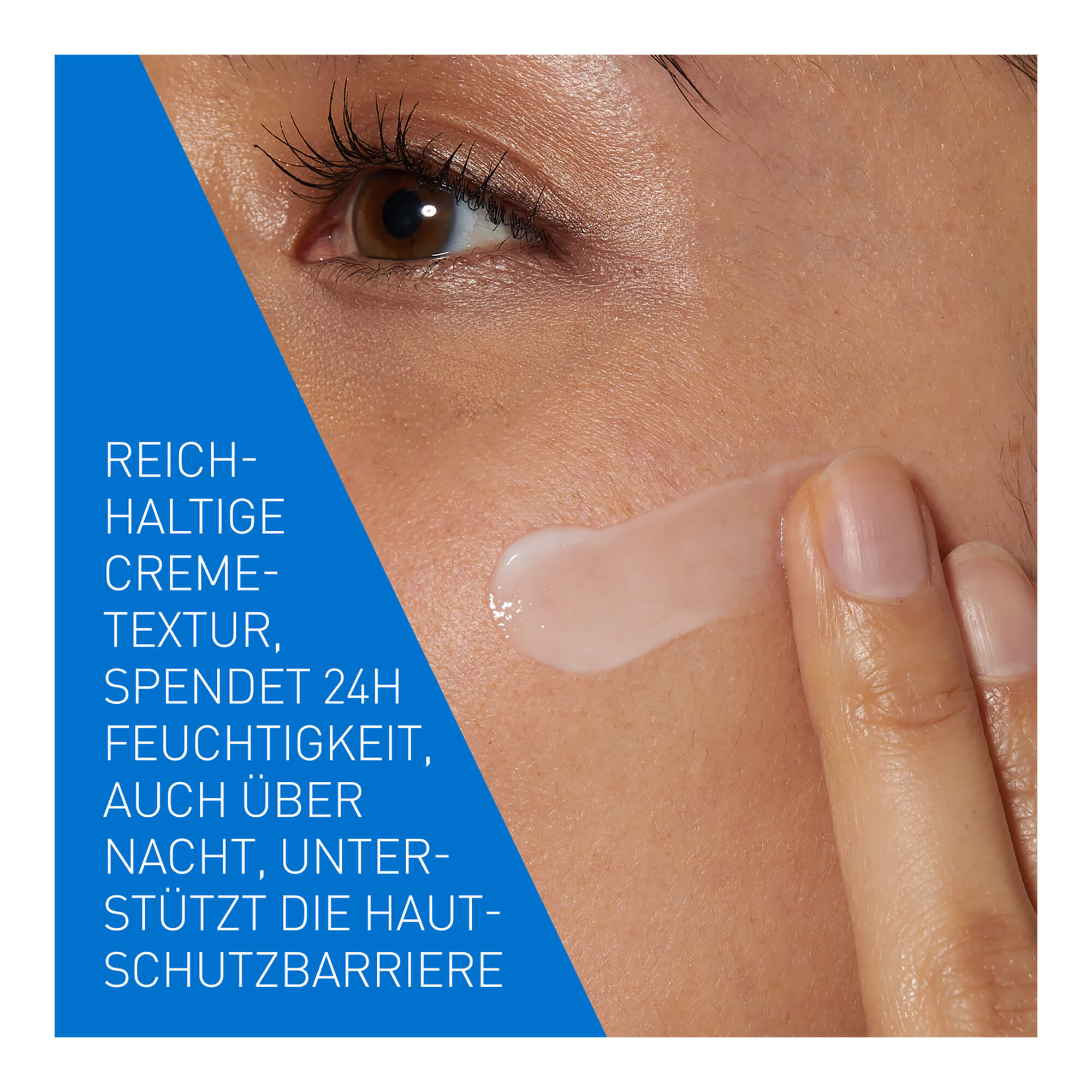 Grafik CeraVe Feuchtigkeitsspendende Gesichtscreme Reichhaltige Creme-Textur. Spendet 24H Feuchtigkeit, auch über Nacht. Unterstüzt die Hautbarriere.