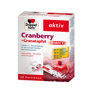 120 mg Cranberrysaftpulver + 40 mg Granatapfelsaftpulver.