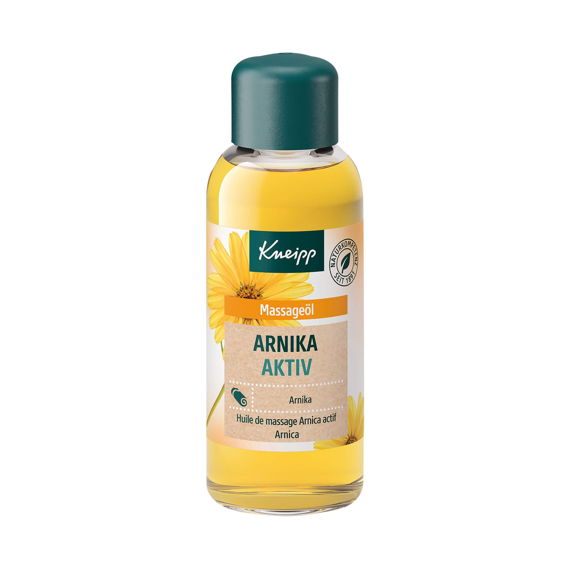 Wärmendes und revitalisierendes Massageöl. Mit Arnika und Sonnenblumenöl.