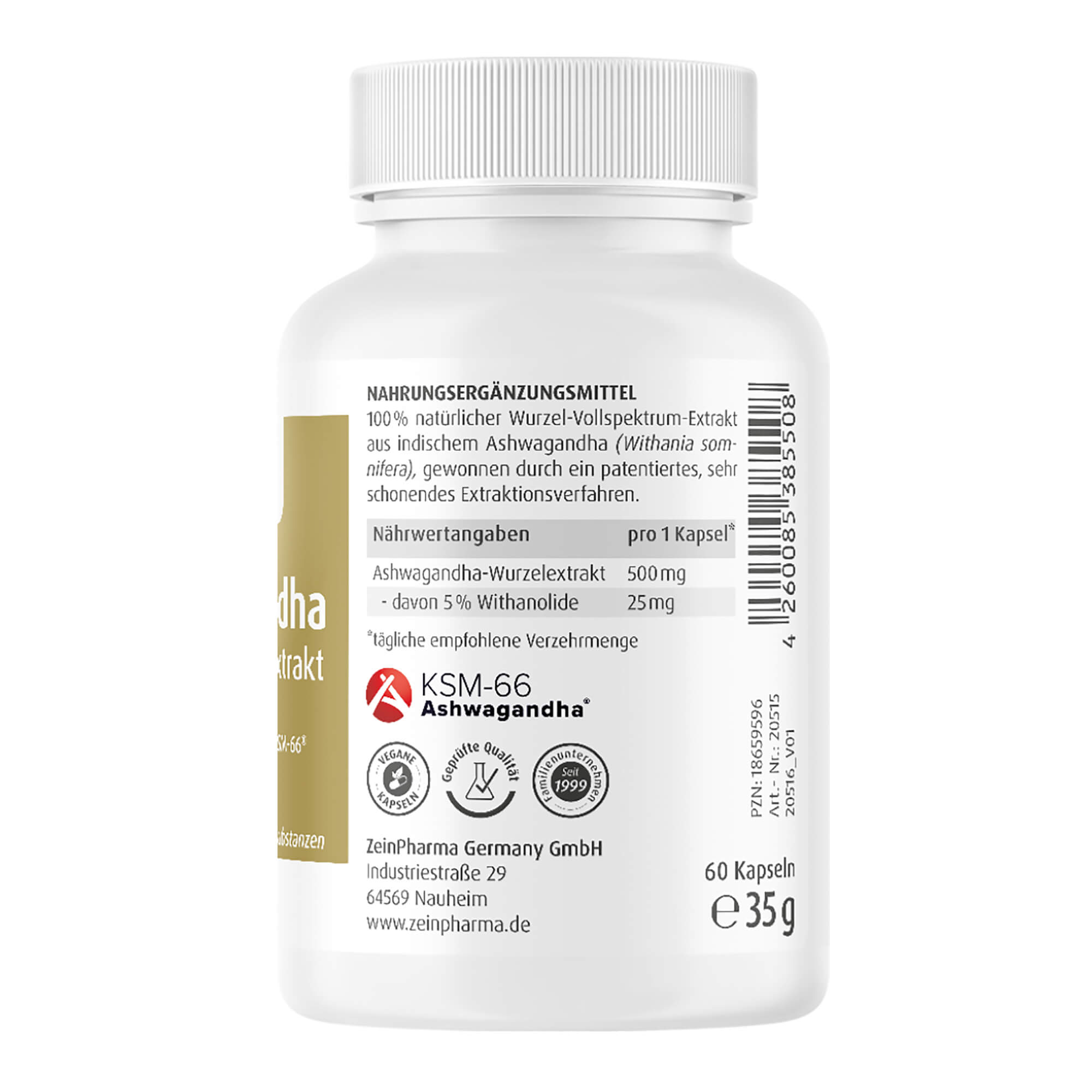 Ashwagandha Extrakt 500 mg Kapseln
