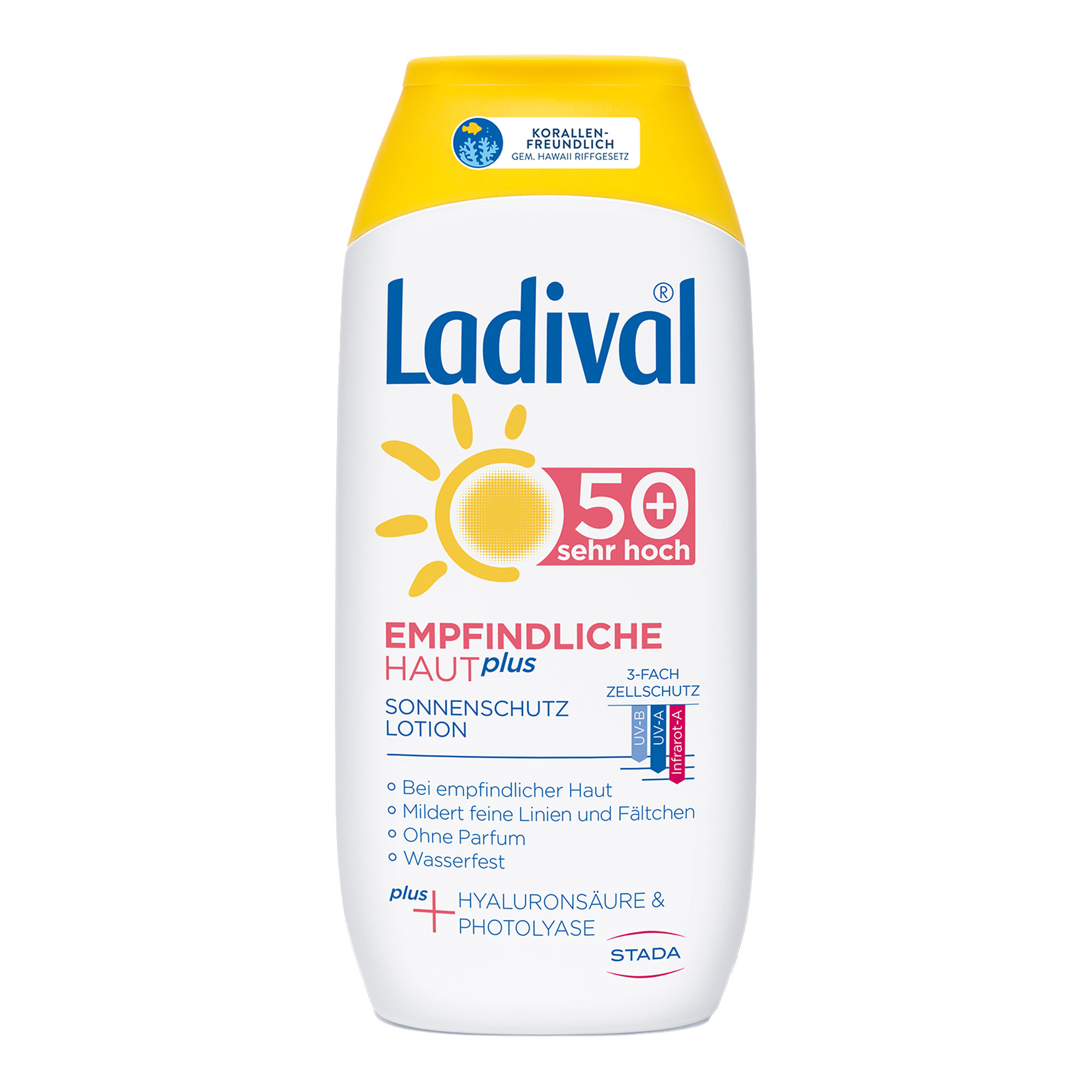 Sonnencreme mit LSF 50+ und auf die Bedürfnisse empfindlicher Haut abgestimmt.