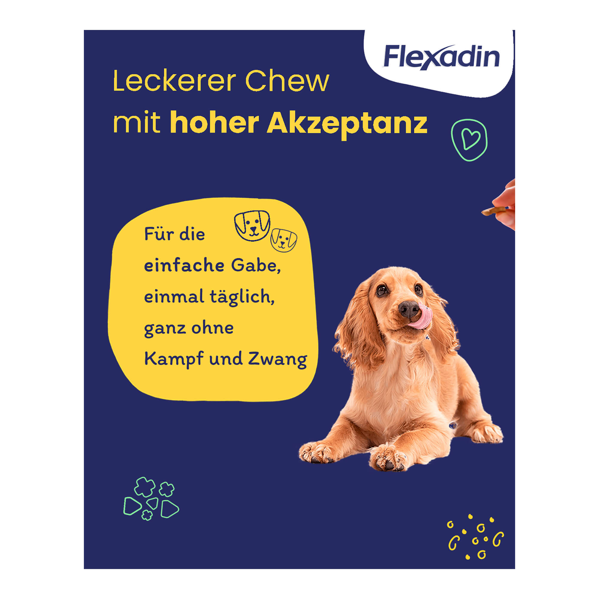 Grafik Flexadin Kausnack für junge Hunde Maxi Akzeptanz