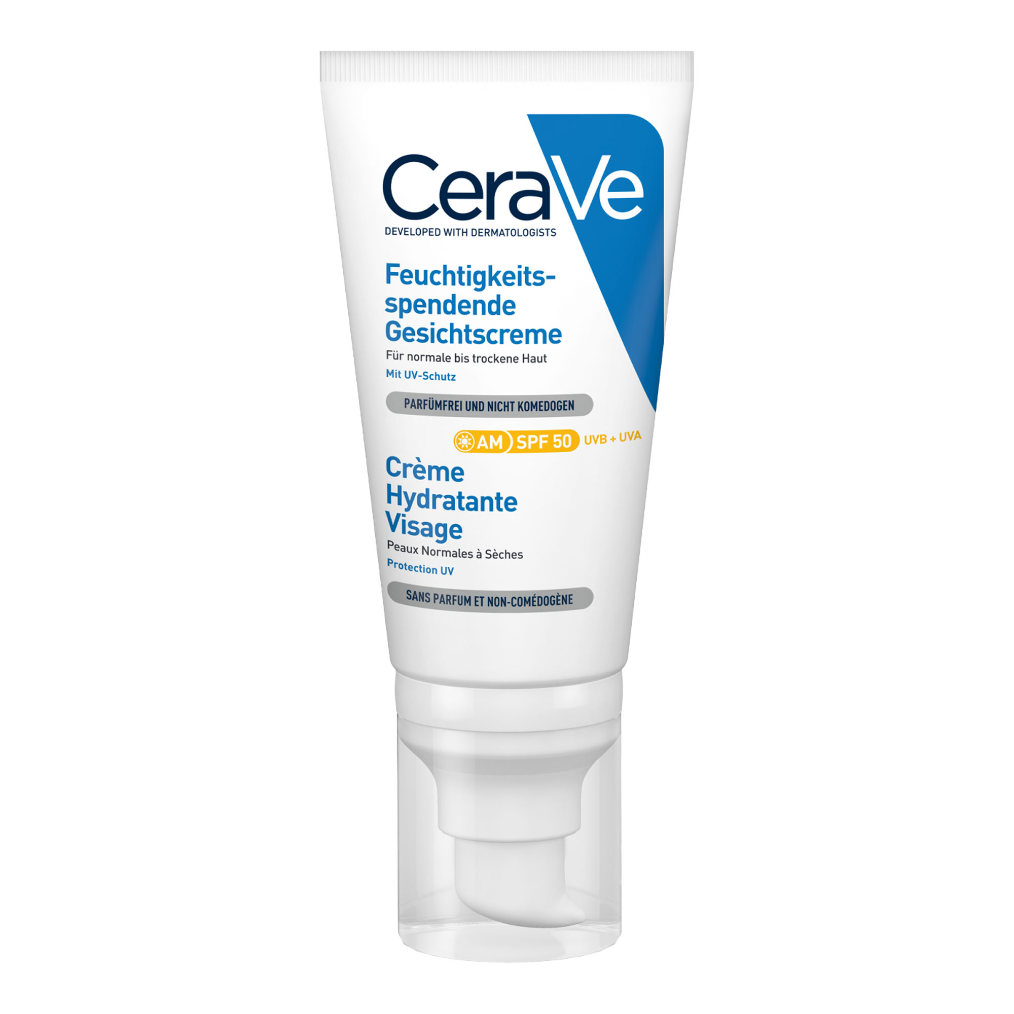 Leichte Gesichtscreme, die mit LSF 50 vor UVA- und UVB-Strahlung schützt. Für normale bis trockene sowie empfindliche Haut geeignet.