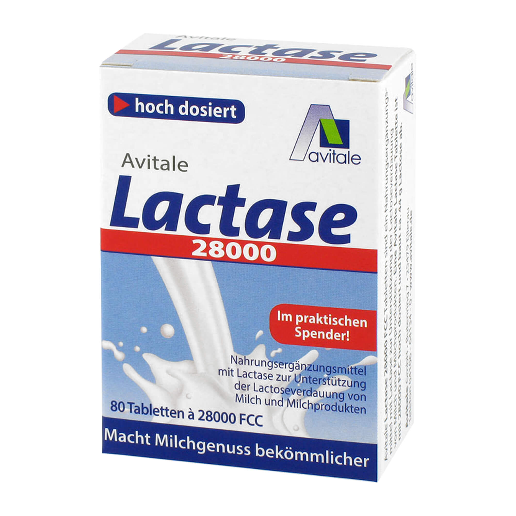Nahrungsergänzungsmittel mit Lactase zur Unterstützung der Lactoseverdauung von Milch und Milchprodukten.