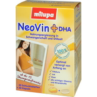 Milupa NeoVin plus DHA - Vitamine, Mineralstoffe und DHA zur gezielten Nahrungsergänzung in Schwangerschaft und Stillzeit.