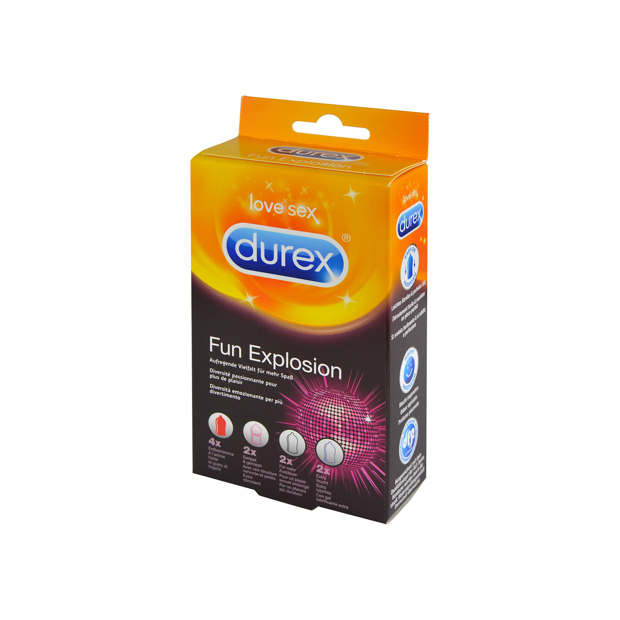 Kondom-Sortiment für bunten, fruchtigen Spaß und heiße Abwechslung.