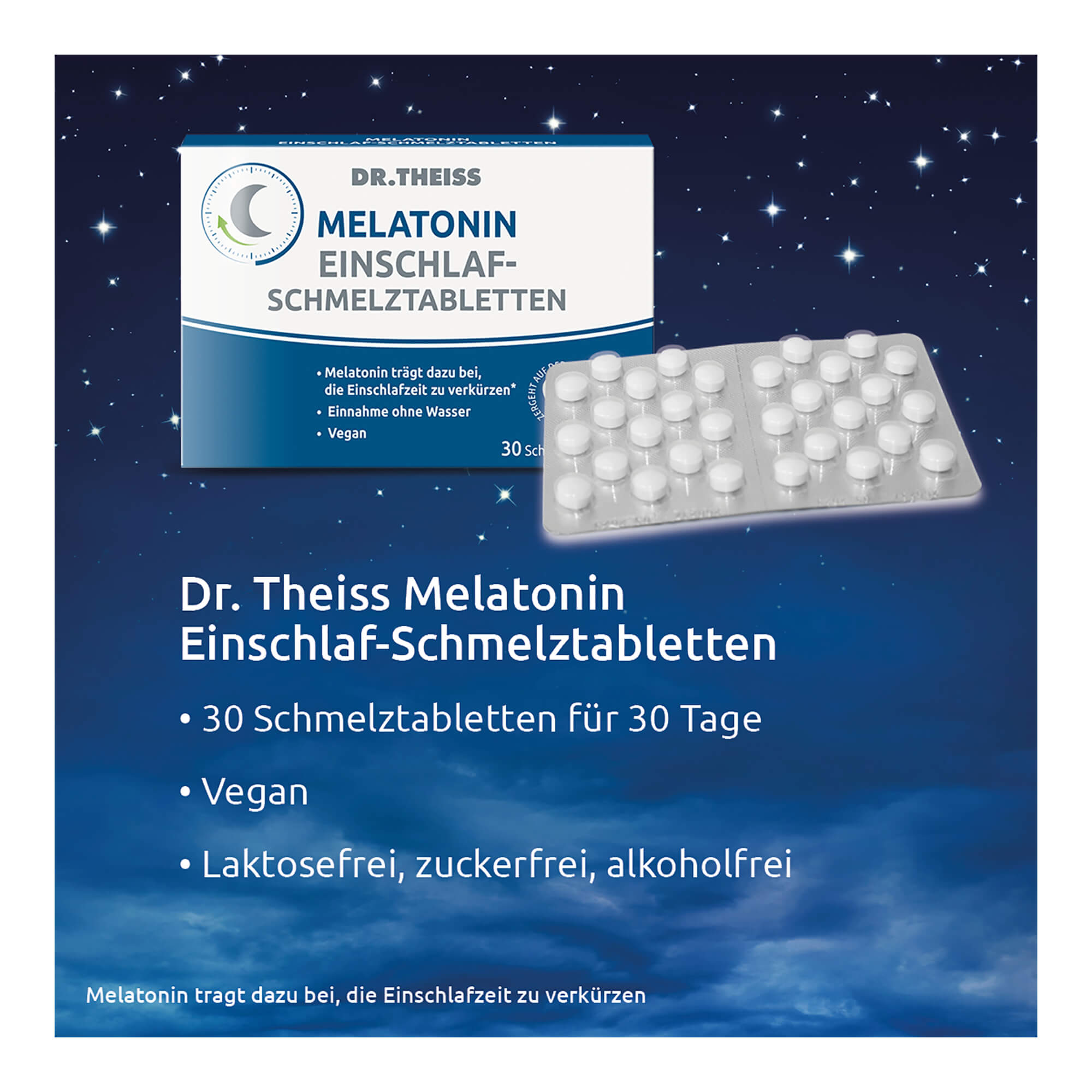 Grafik Dr. Theiss Melatonin Einschlaf-Schmelztabl. Merkmale