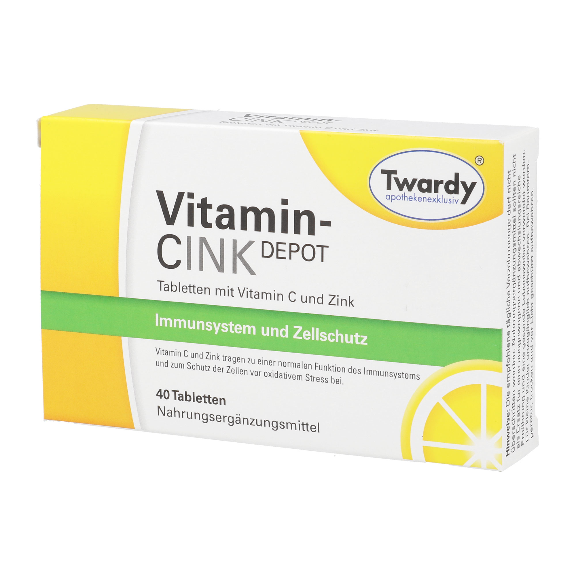 Nahrungsergänzungsmittel mit Vitamin C und Zink.
