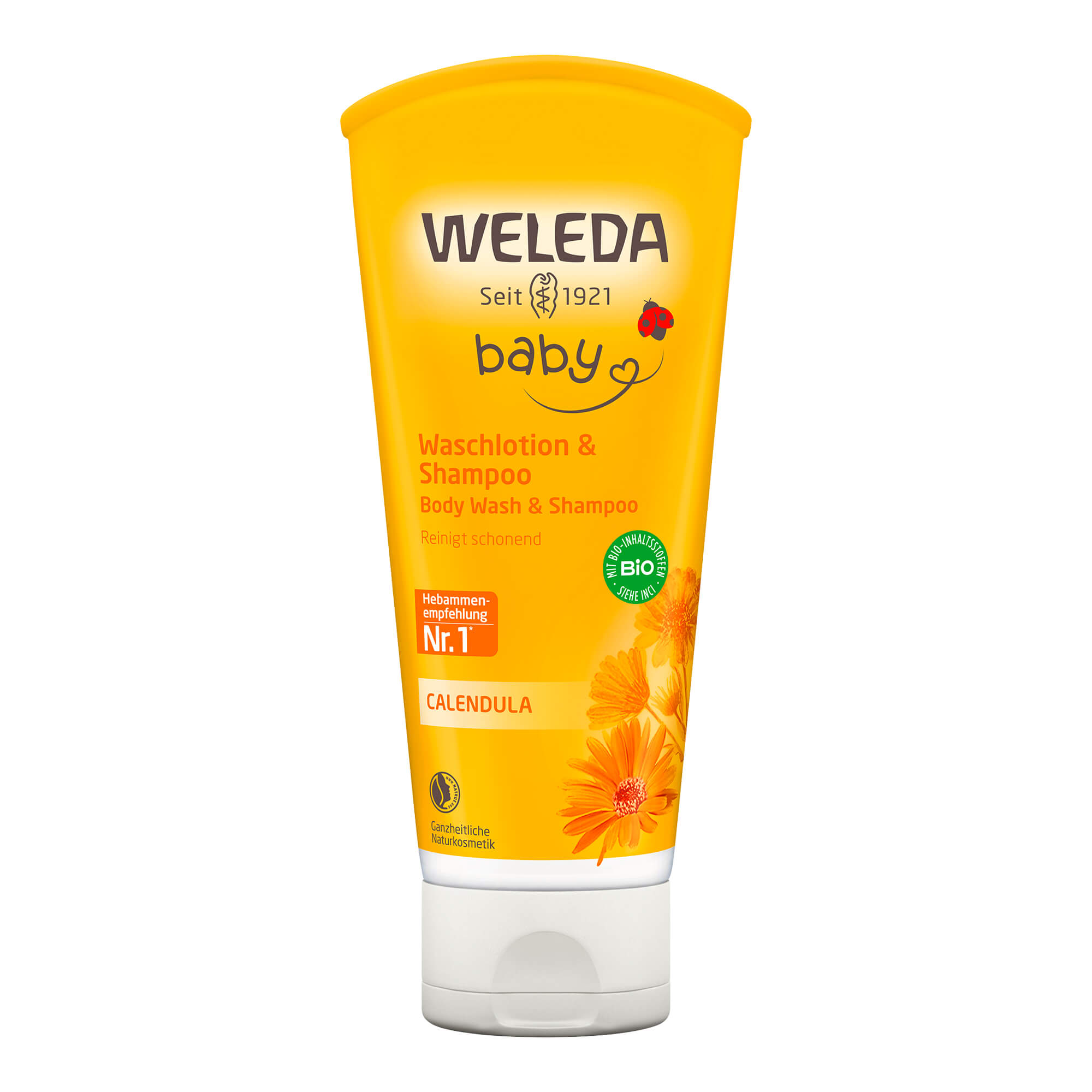Naturkosmetik Cremedusche & Shampoo reinigt Babyhaut & -haar besonders schonend, auch für hochsensible Haut.