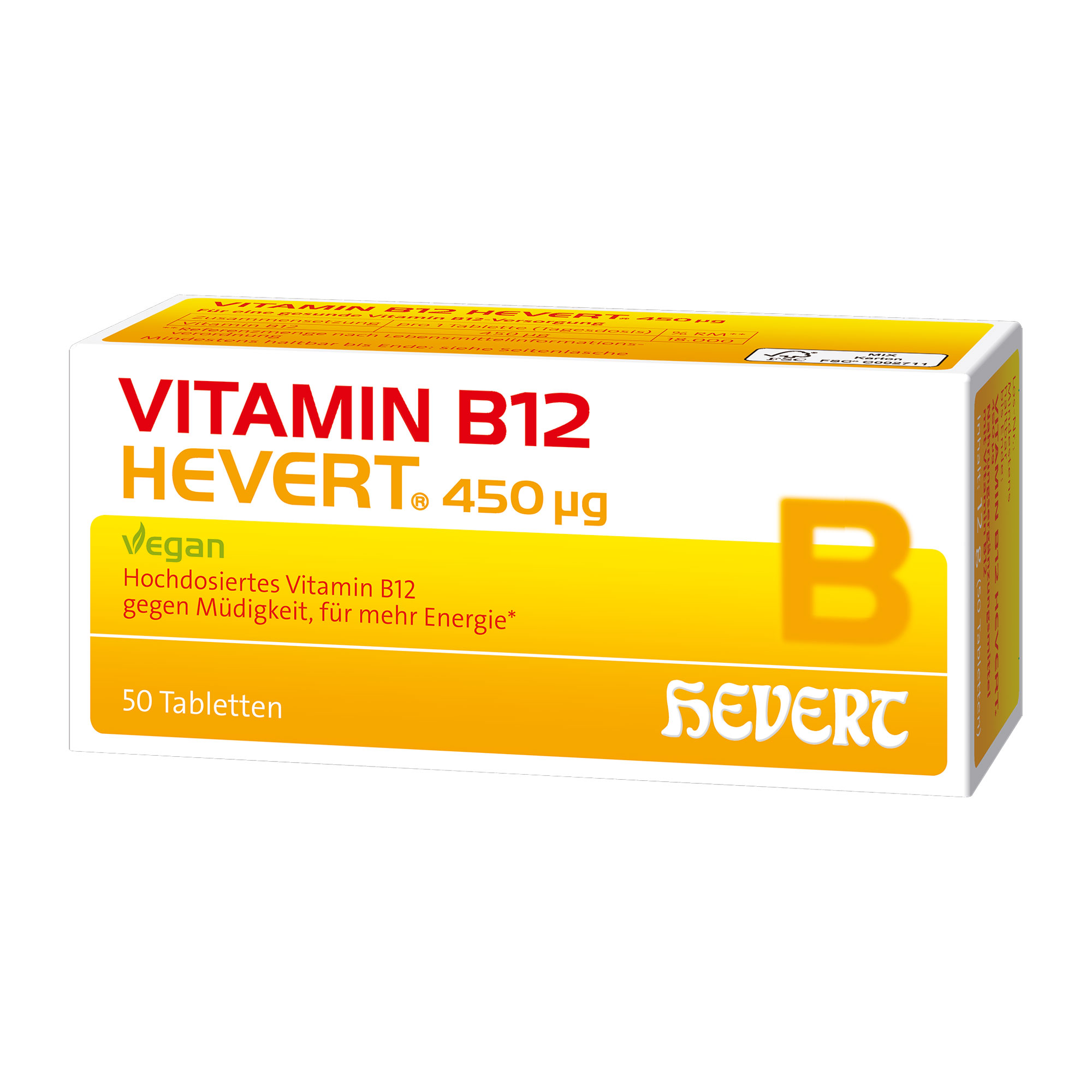 Nahrungsergänzungsmittel mit hochdosiertem Vitamin B12. Vegan.