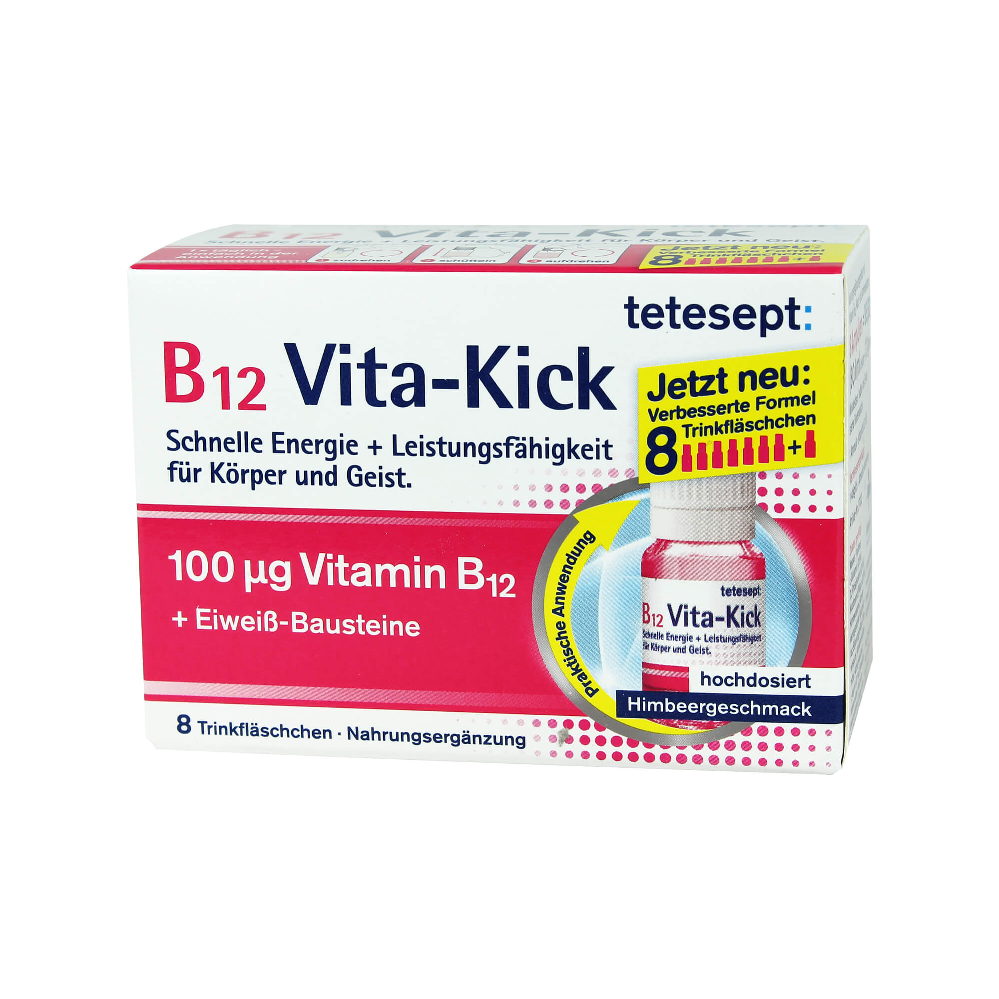 Nahrungsergänzungsmittel mit Vitamin B12, Niacin und Aminosäuren.