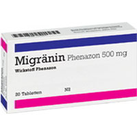 MIGRAENIN Phenazon 500mg Tabletten ein schmerzstillendes und fiebersenkendes Atzneimittel.
