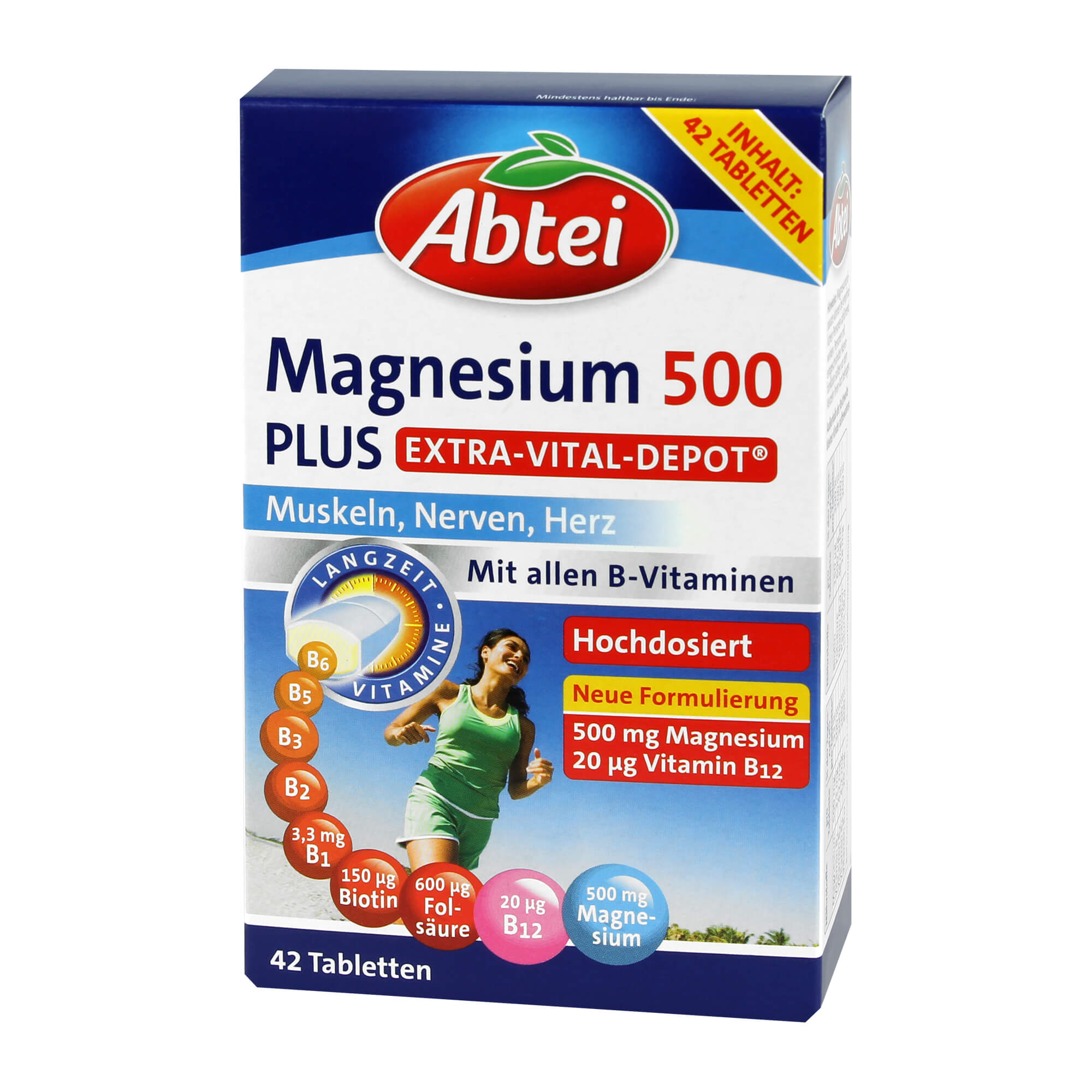 Nahrungsergänzungsmittel mit Magnesium und Vitamin B-Komplex.