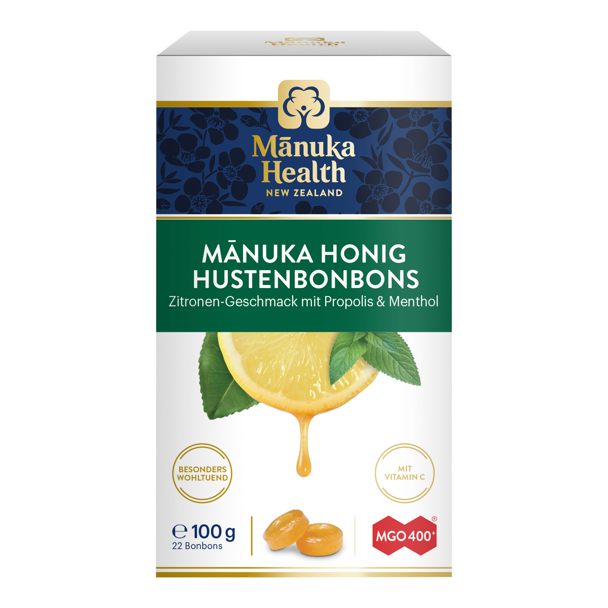 Hustenbonbons Zitronen-Geschmack mit Propolis & Menthol.