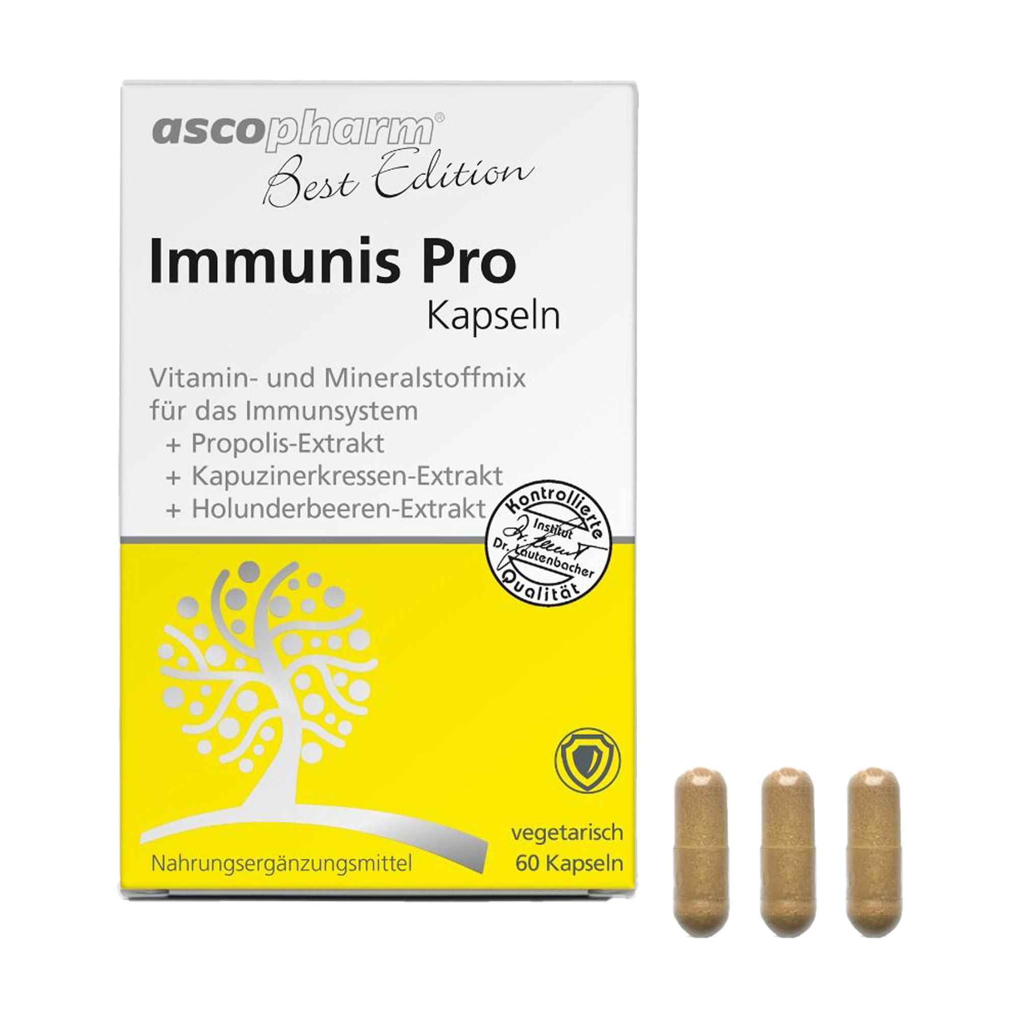 Nahrungsergänzungsmittel mit einem Vitamin- und Mineralstoffmix. Zur Unterstützung des Immunsystems.