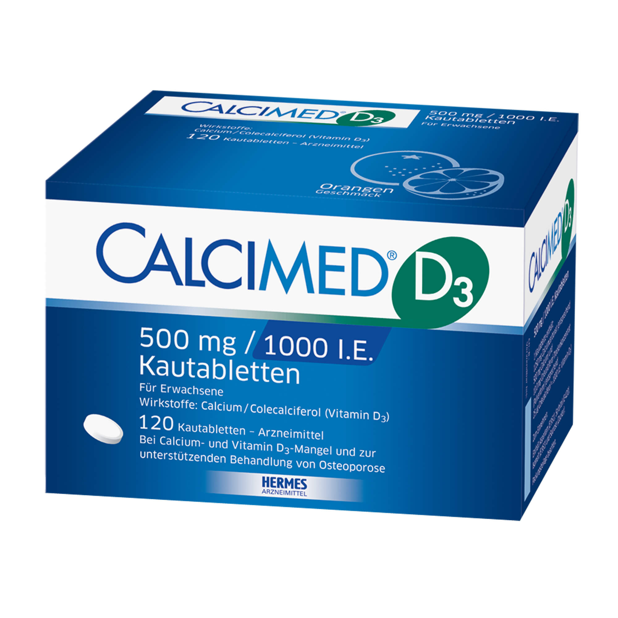 Calcium-Vitamin D3-Präparat. Mit Orangengeschmack.