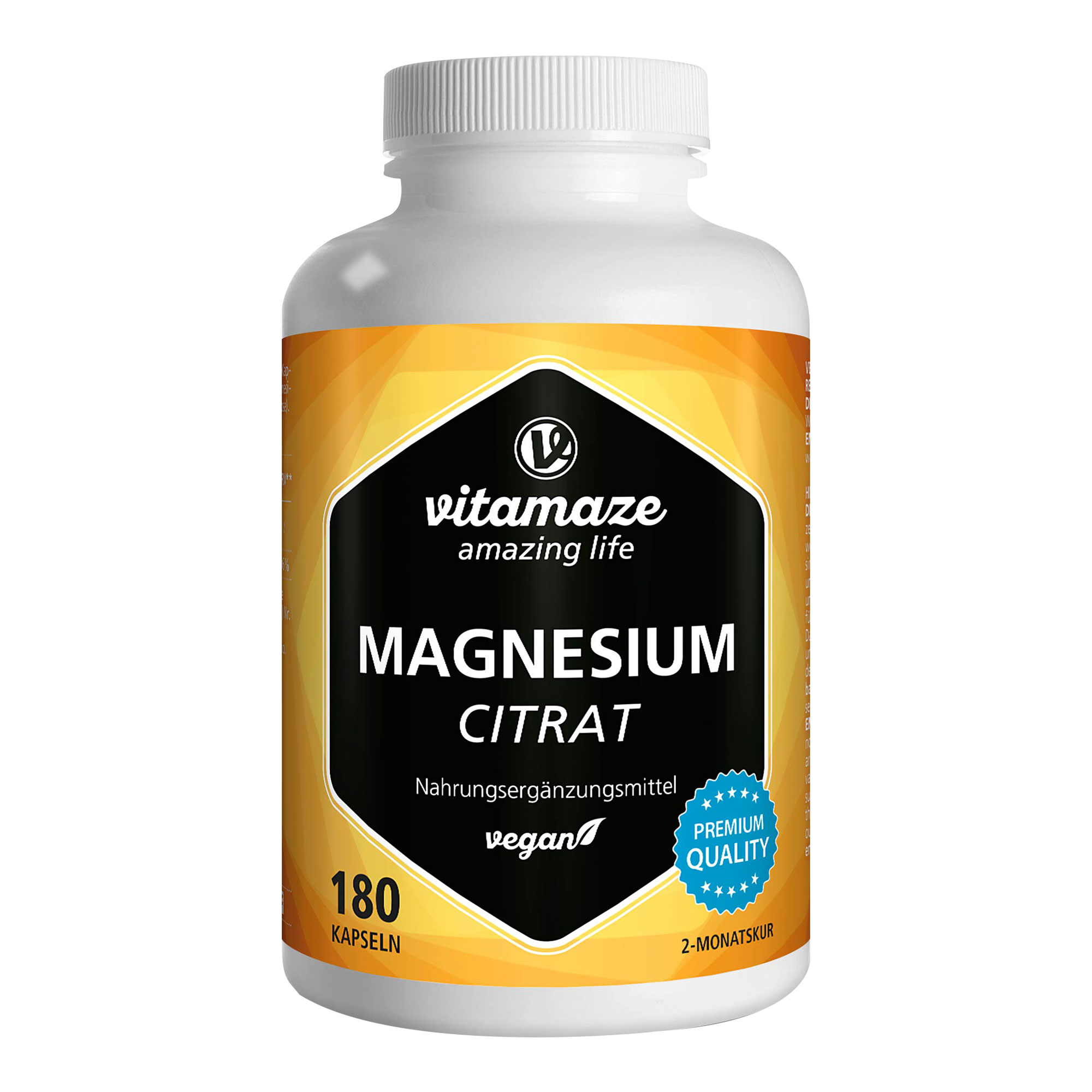 Nahrungsergänzungsmittel mit Magnesium. Für 2 Monate Dauerversorgung.