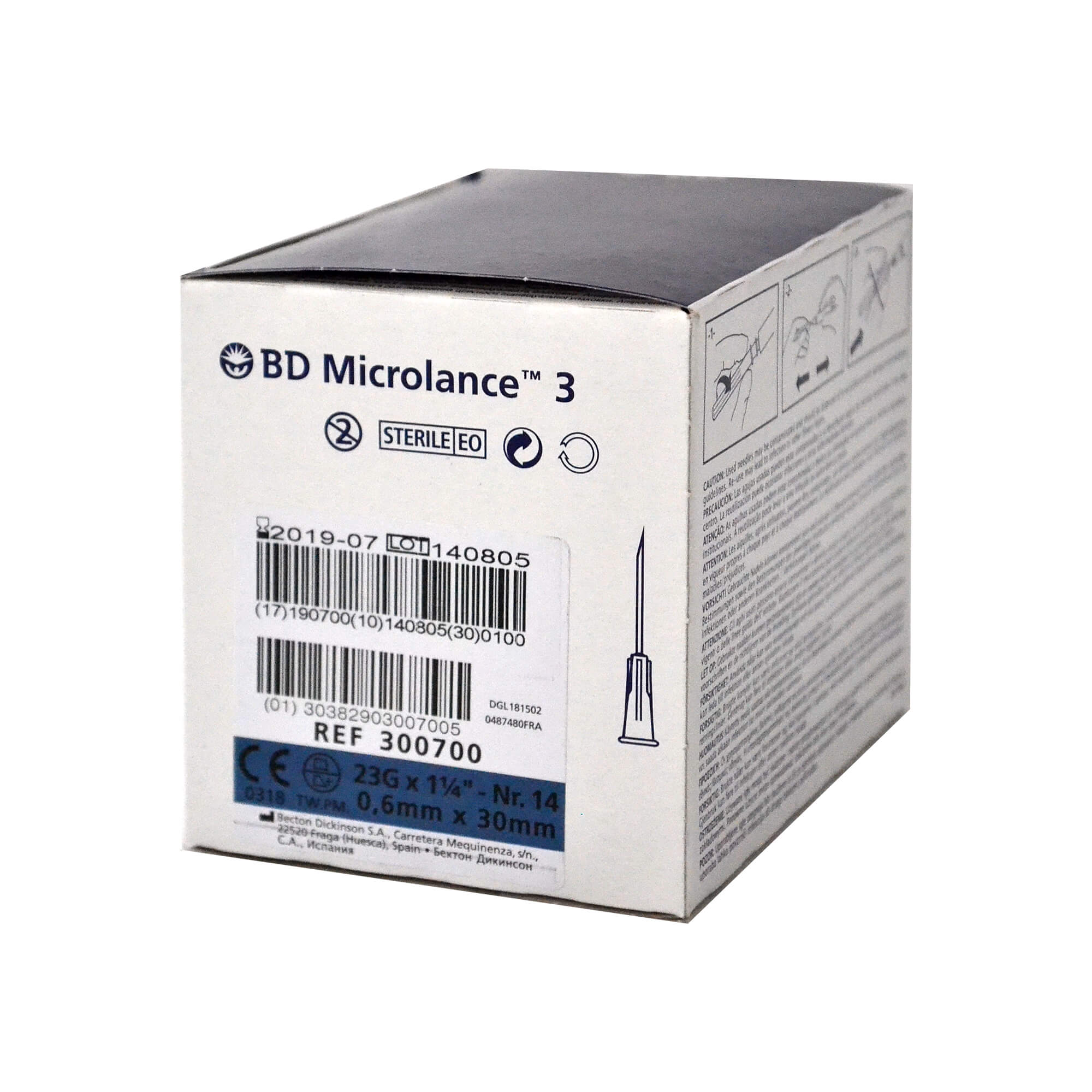 BD Microlance 3 Kanüle, 23 G x 1 1/4", Nr. 14, 0,6 mm x 30 mm.