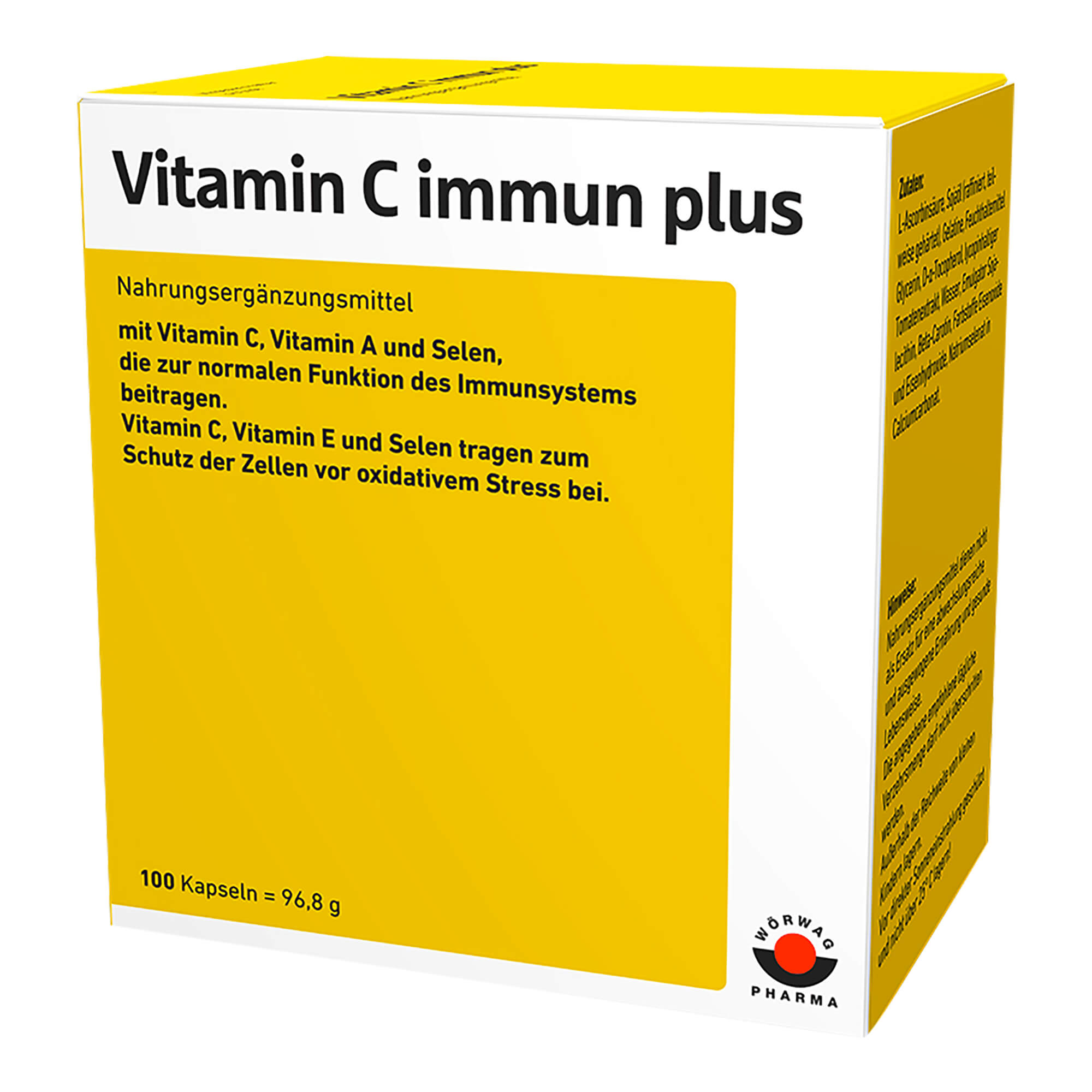 Nahrungsergänzungsmittel mit Vitamin C, Vitamin A und Selen.