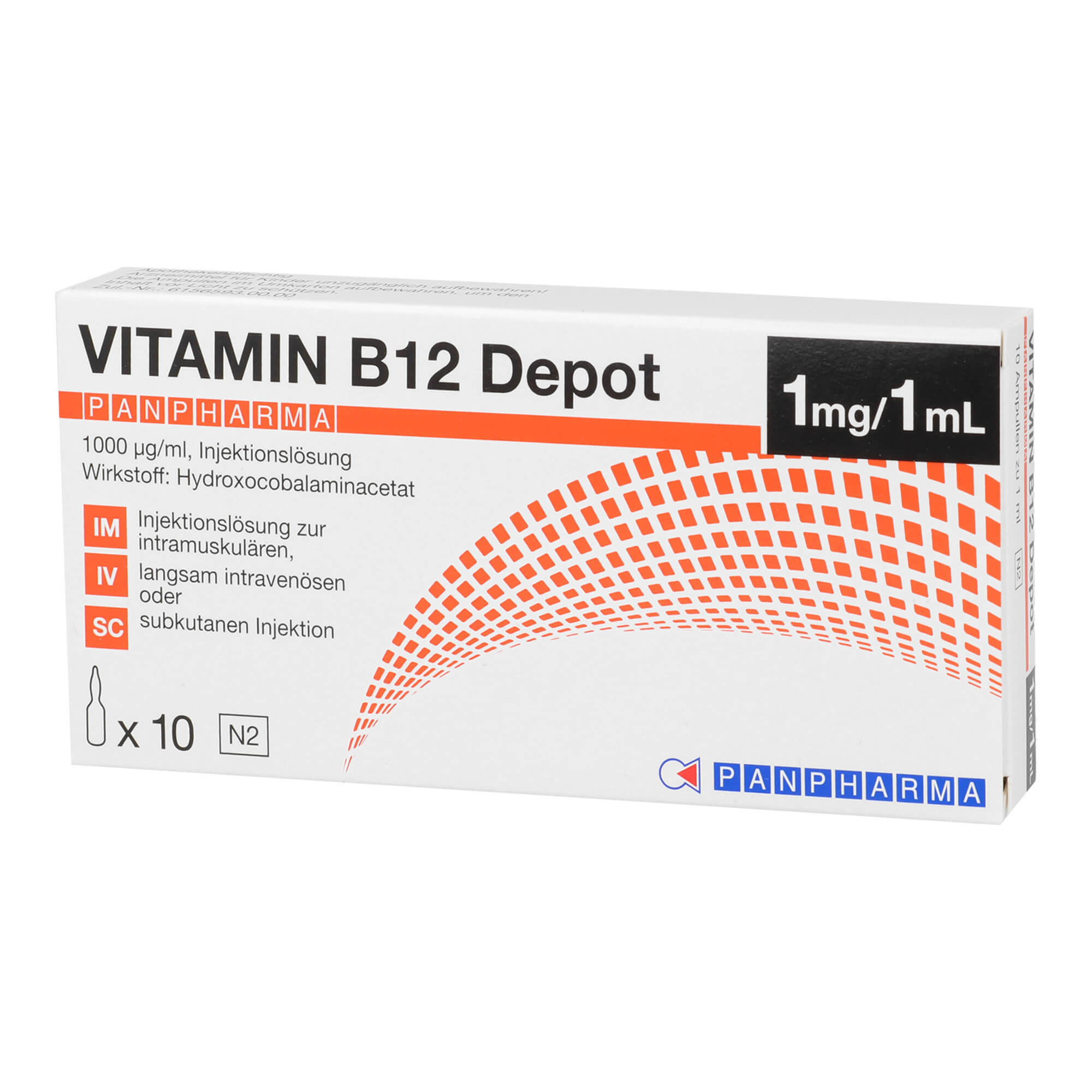 Vitamin B12-Präparat. Bei Vitamin B12-Mangel, der ernährungsmäßig nicht behoben werden kann.