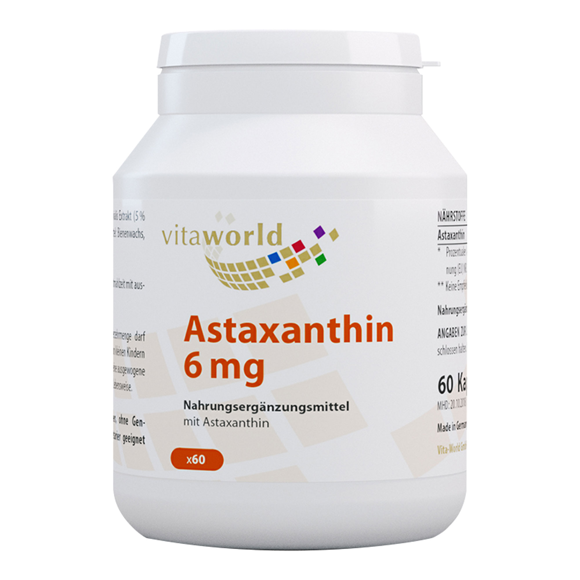 Nahrungsergänzungsmittel mit Astaxanthin.