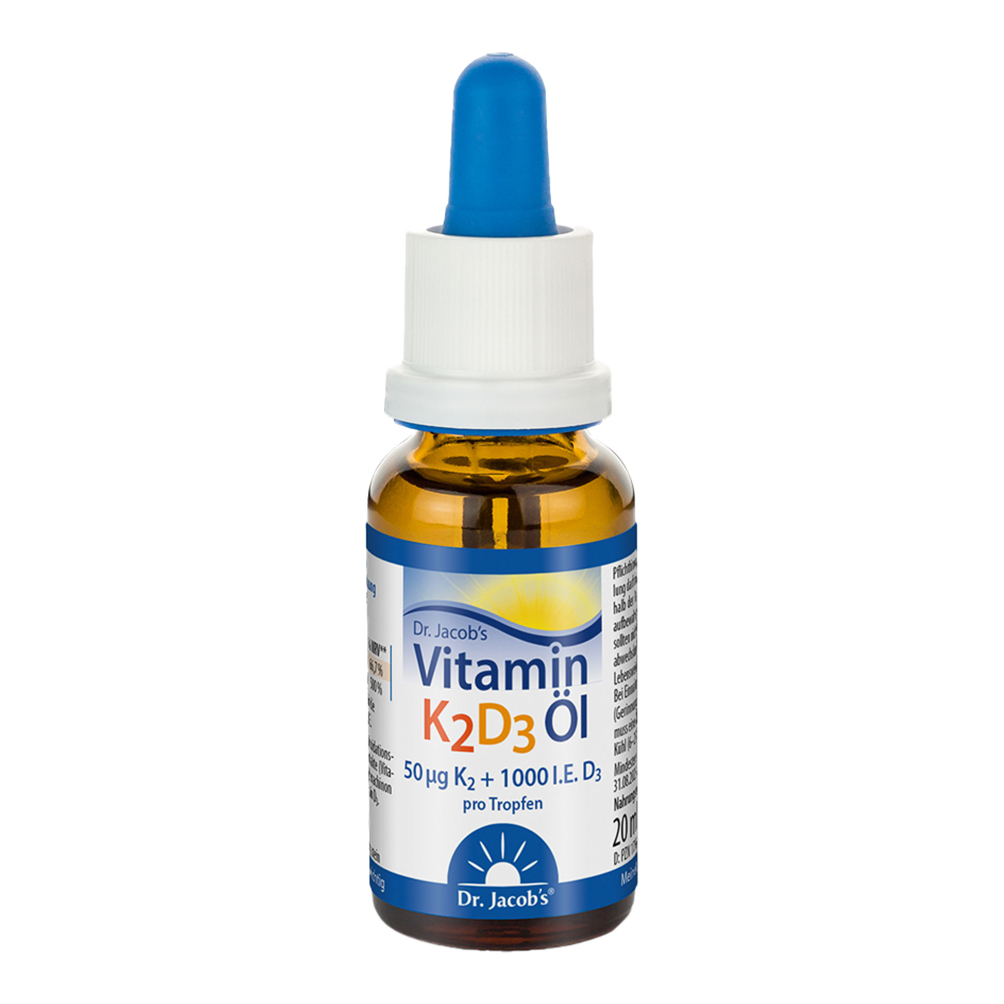 Nahrungsergänzungsmittel mit Vitamin D3 + K2. Zur Anwendung bei erhöhtem Vitamin-K2-Bedarf.