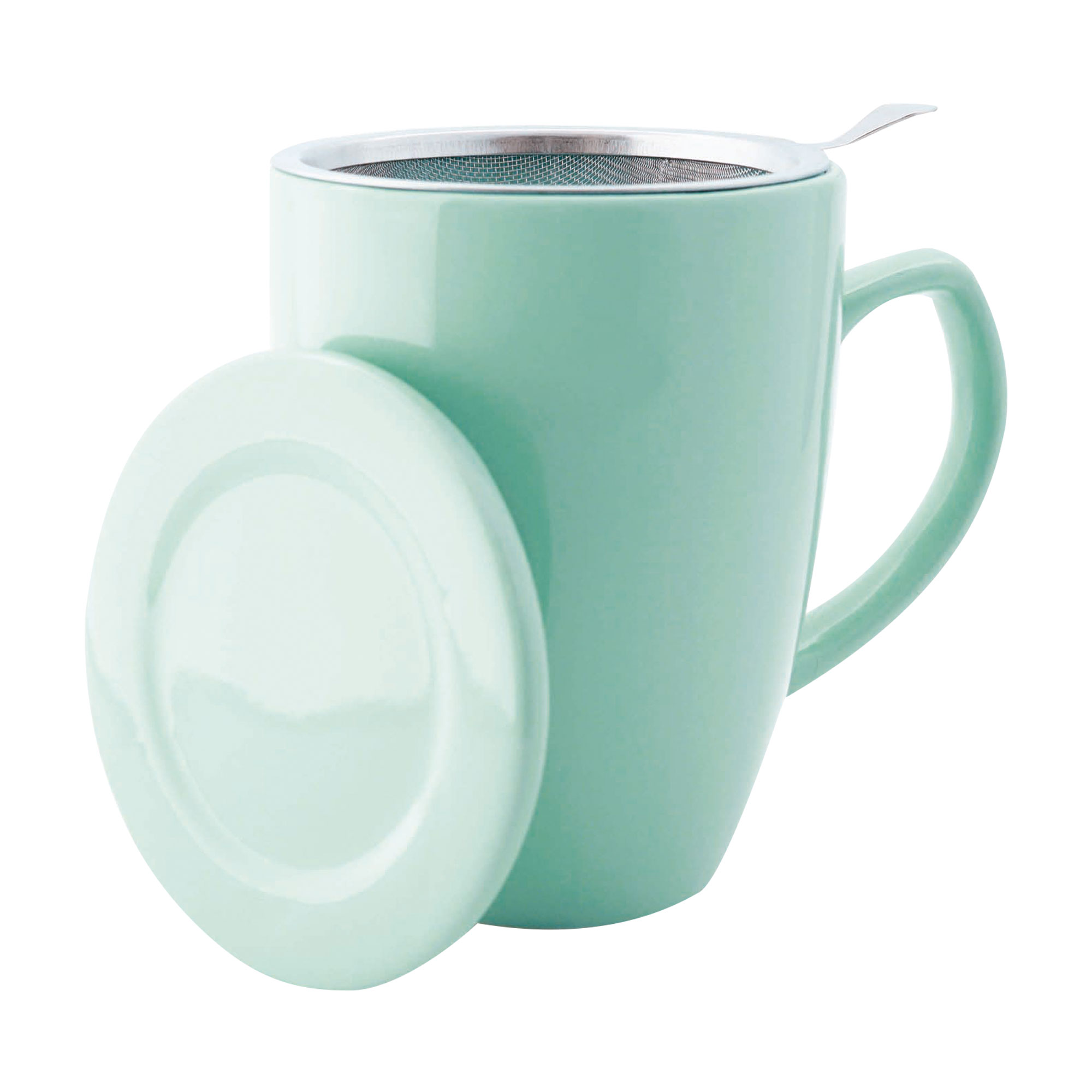 Teetasse mit Siebeinsatz und Deckel. Farbe: mintgrün. Mit 0,35 Liter Fassungsvermögen.