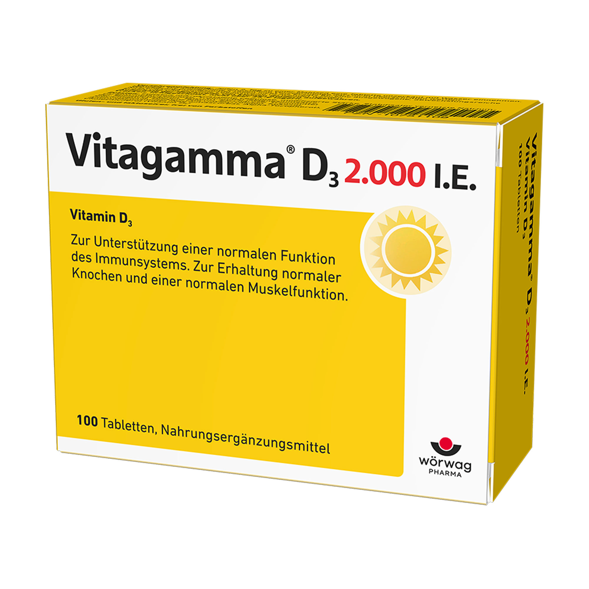 Nahrungsergänzungsmittel. Vitaminpräparat bestehend aus 2.000 internationalen Einheiten Vitamin D3.