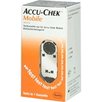 Testkassette für Accu-Chek Mobile Blutzuckermessgerät.