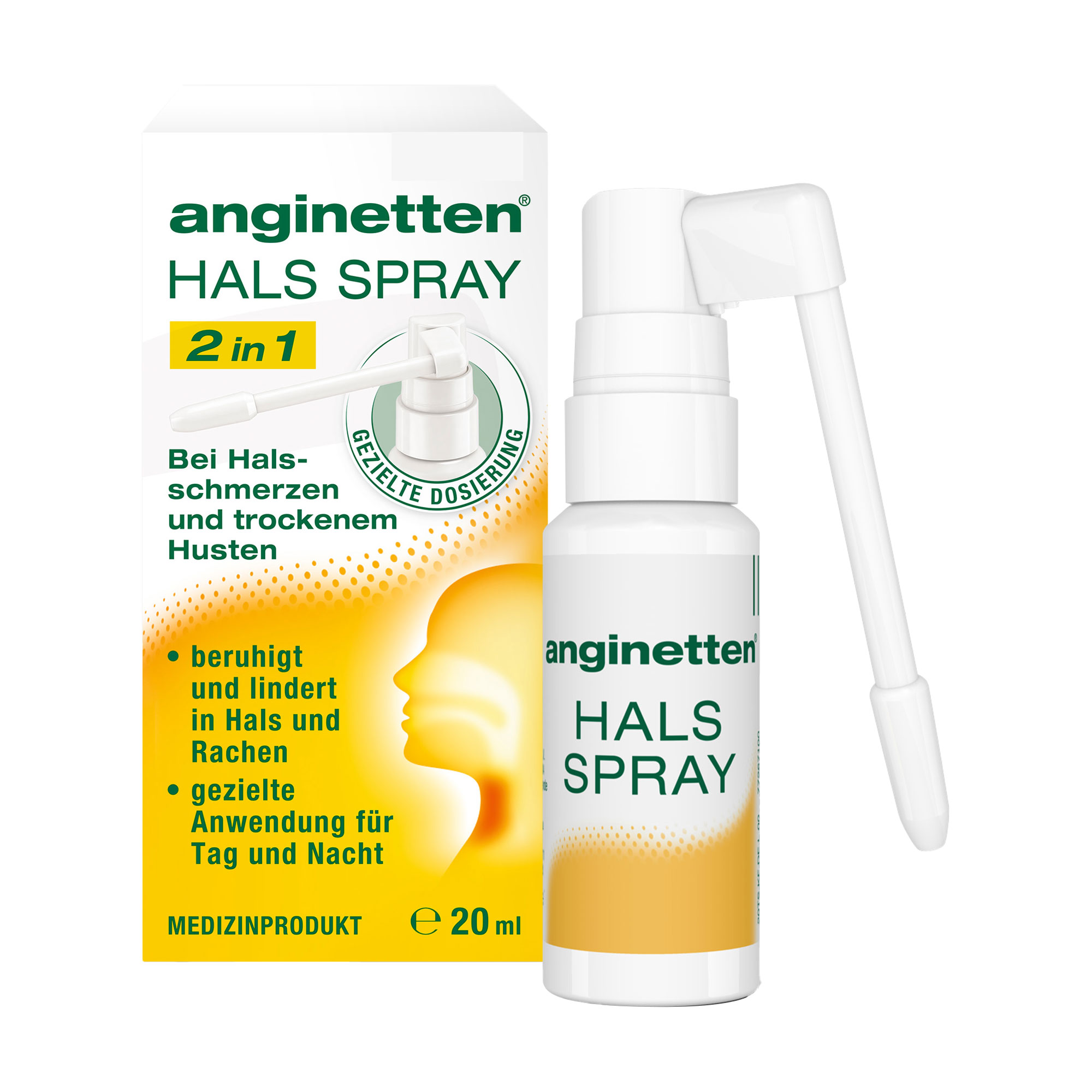 Spray zur Anwendung bei Halsschmerzen und trockenem Husten. Für Kinder ab 3 Jahren und Erwachsene.