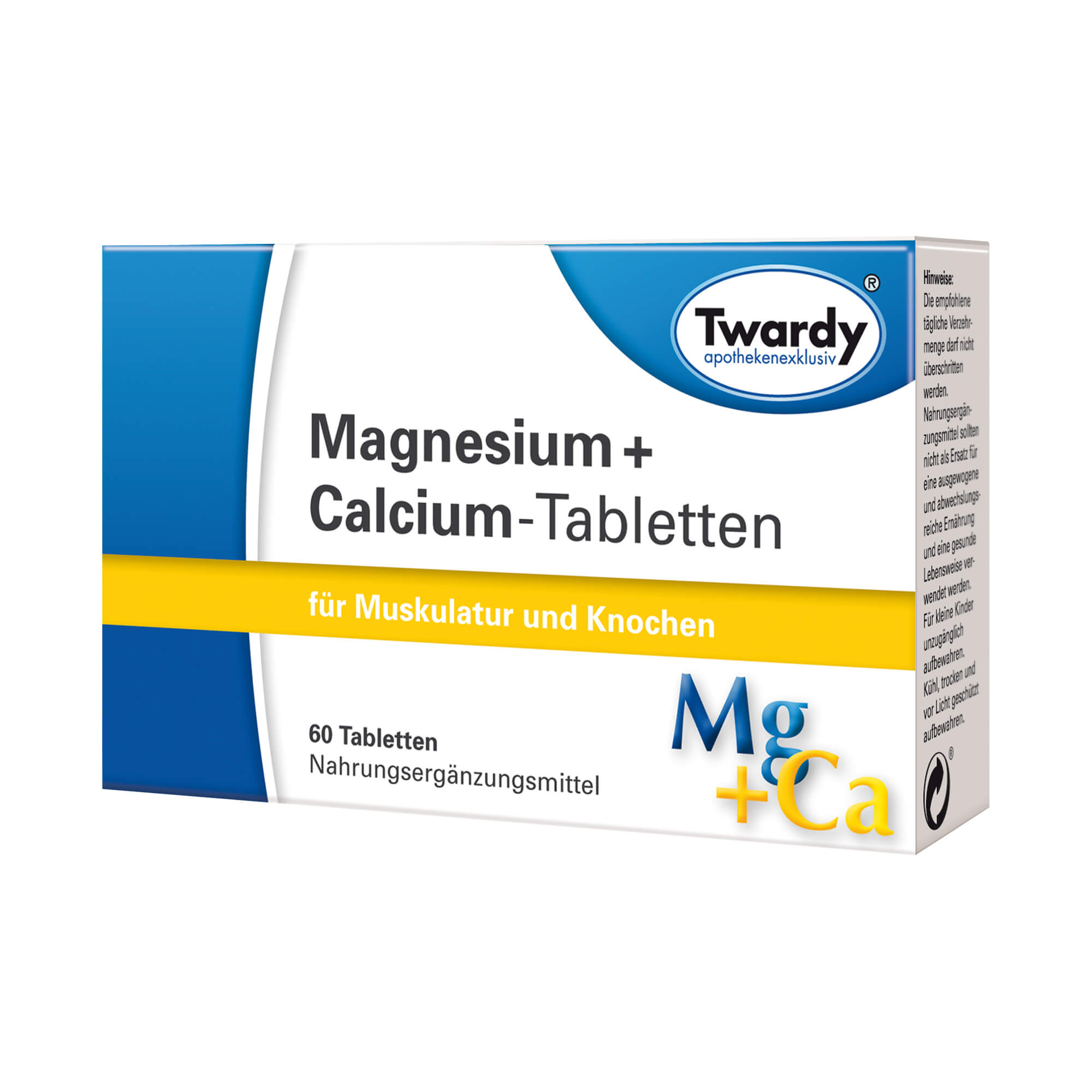 Nahrungsergänzungsmittel mit Magnesium und Calcium.