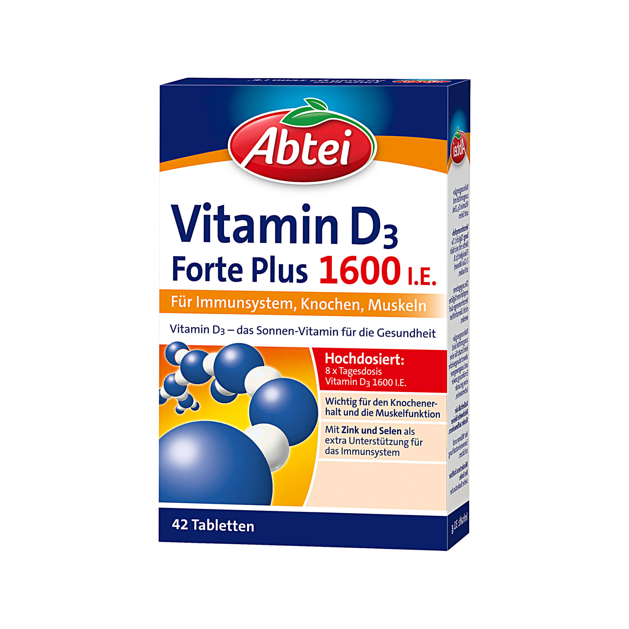 Nahrungsergänzungsmittel mit Vitamin D3, Zink und Selen.