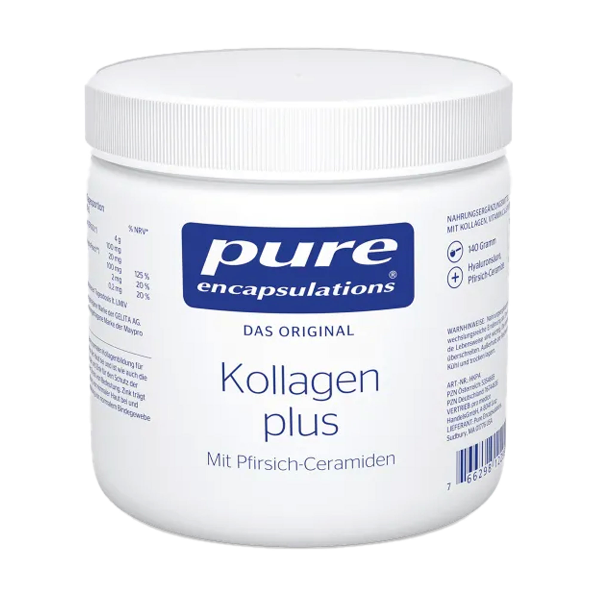 Kollagen-Pulver mit dem Plus an Hyaluronsäure, Antioxidanzien und natürlichen Pfirsich-Ceramiden.