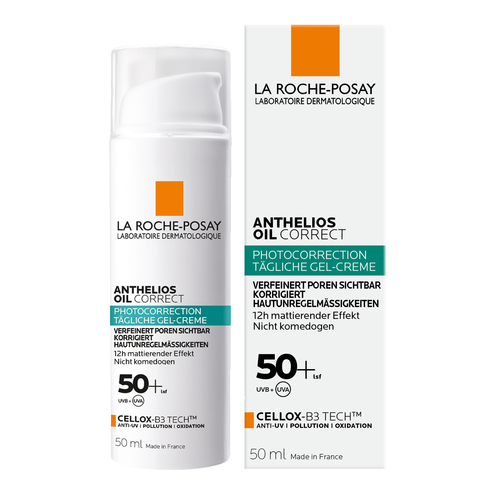 Verfeinert Poren und korrigiert Hautunreinheiten. Täglicher Sonnenschutz mit LSF 50+.