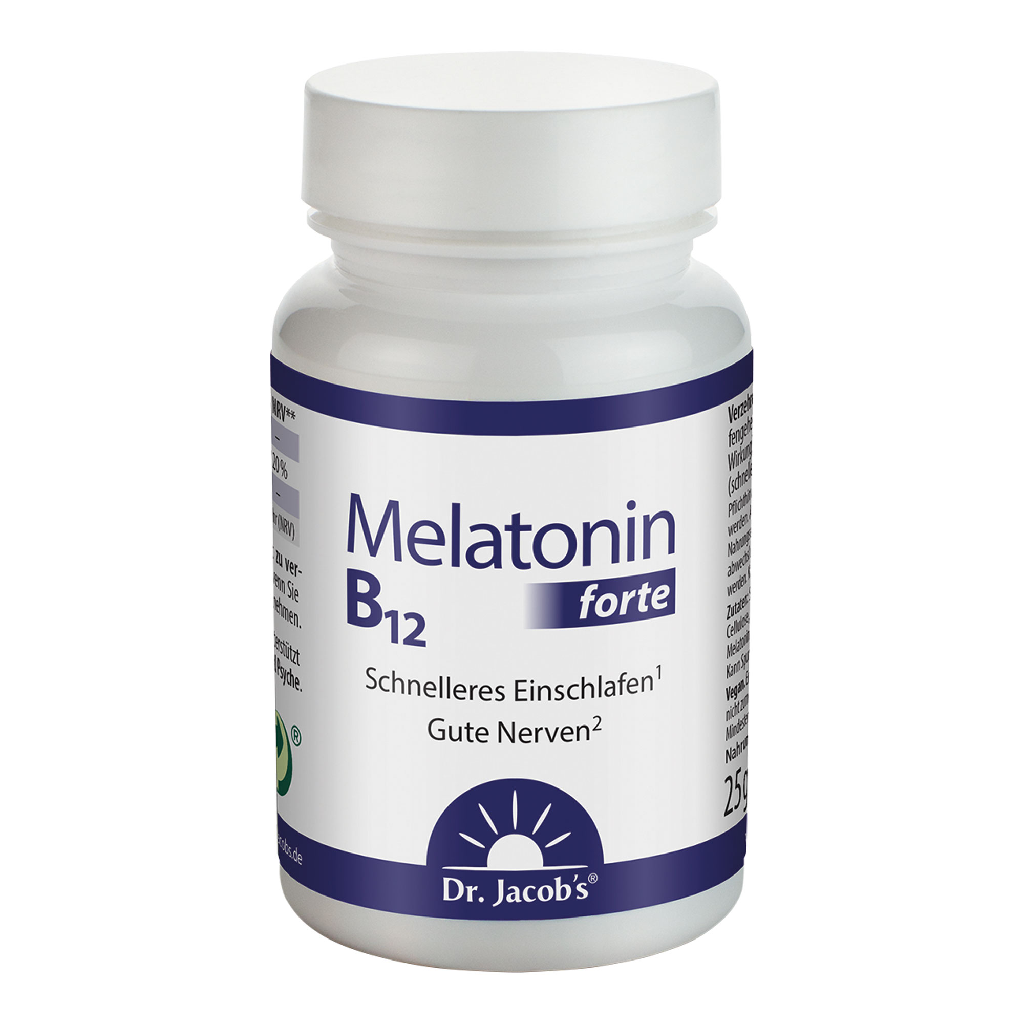 Nahrungsergänzungsmittel mit 3 mg Melatonin und Vitamin B12. Mit Kirschgeschmack.