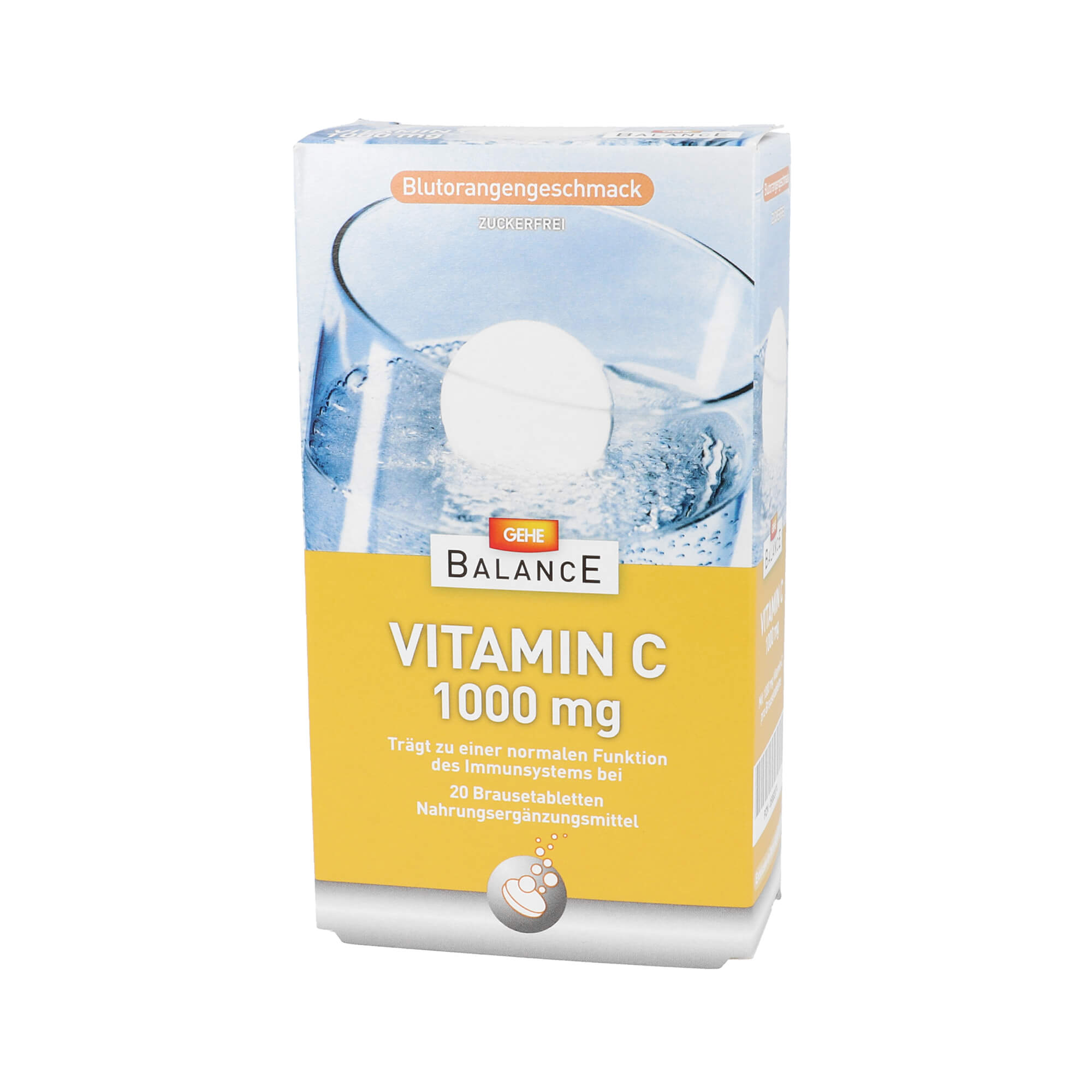 Nahrungsergänzungsmittel mit Vitamin C. Mit Blutorangengeschmack.
