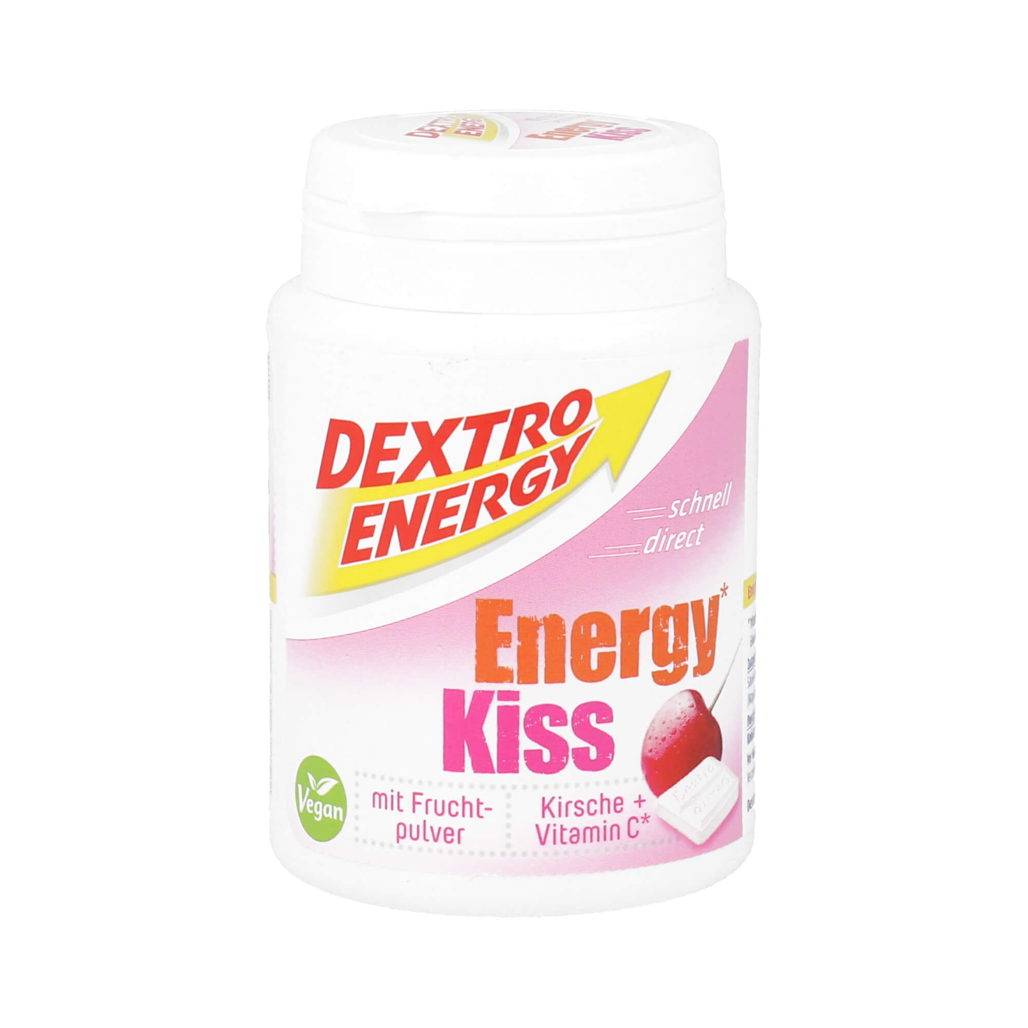 Energieliefernde Dextrosetäfelchen mit Kirsch-Geschmack und Vitamin C.