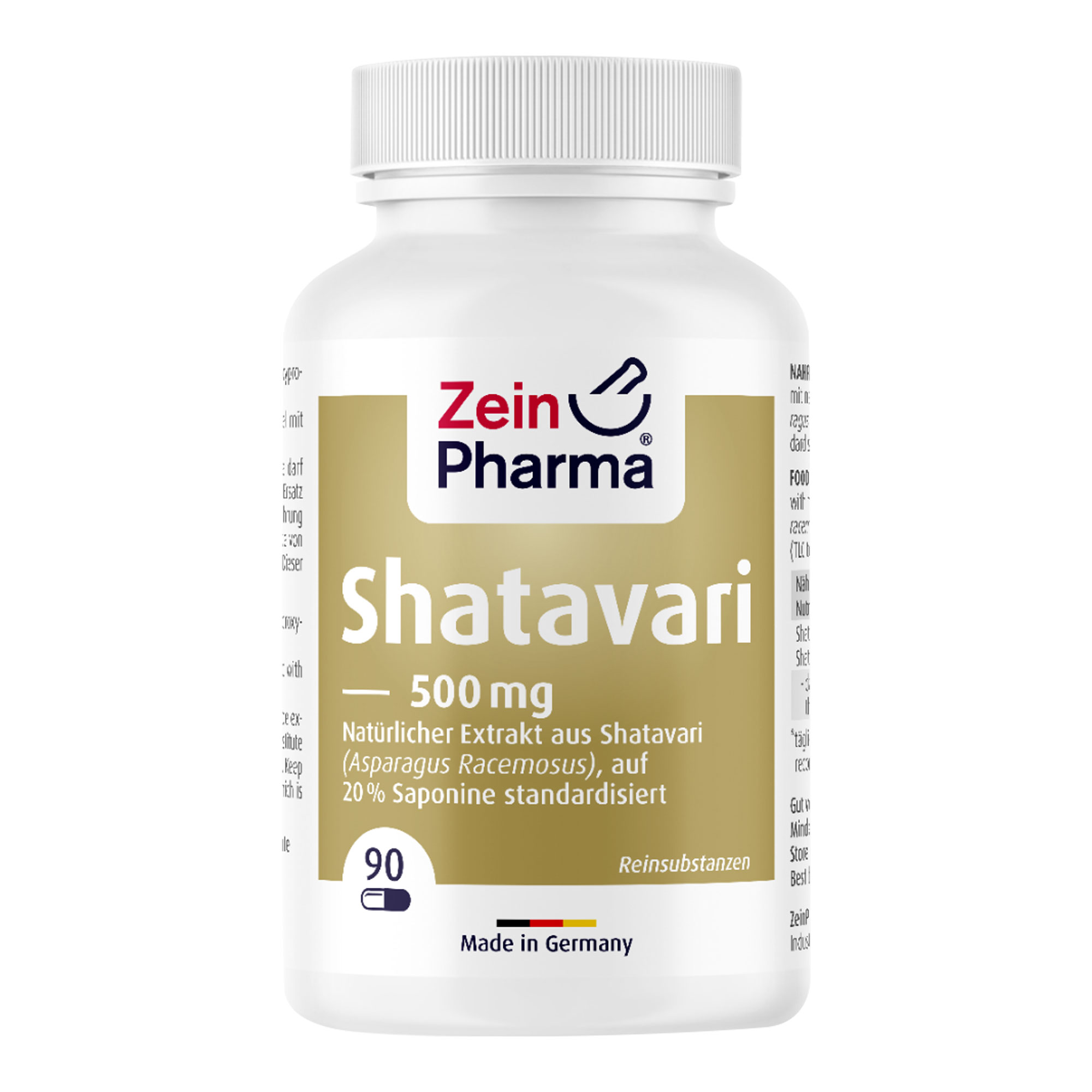 Nahrungsergänzungsmittel mit natürlichem Extrakt aus Shatavari, auf 20 % Saponine standardisiert (TLC-geprüft).