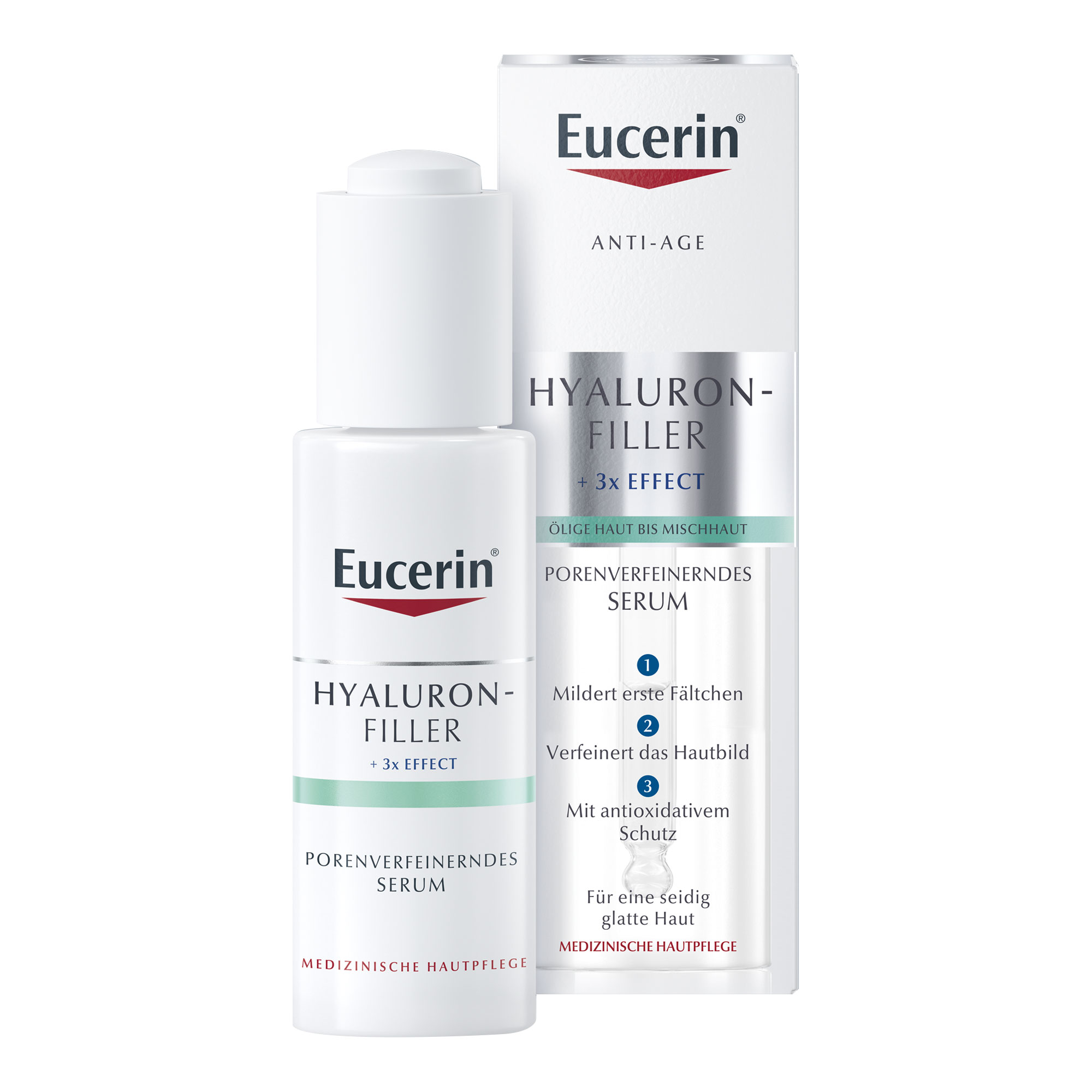 Porenverfeinerndes Hyaluron-Serum für ölige Haut und Mischhaut.