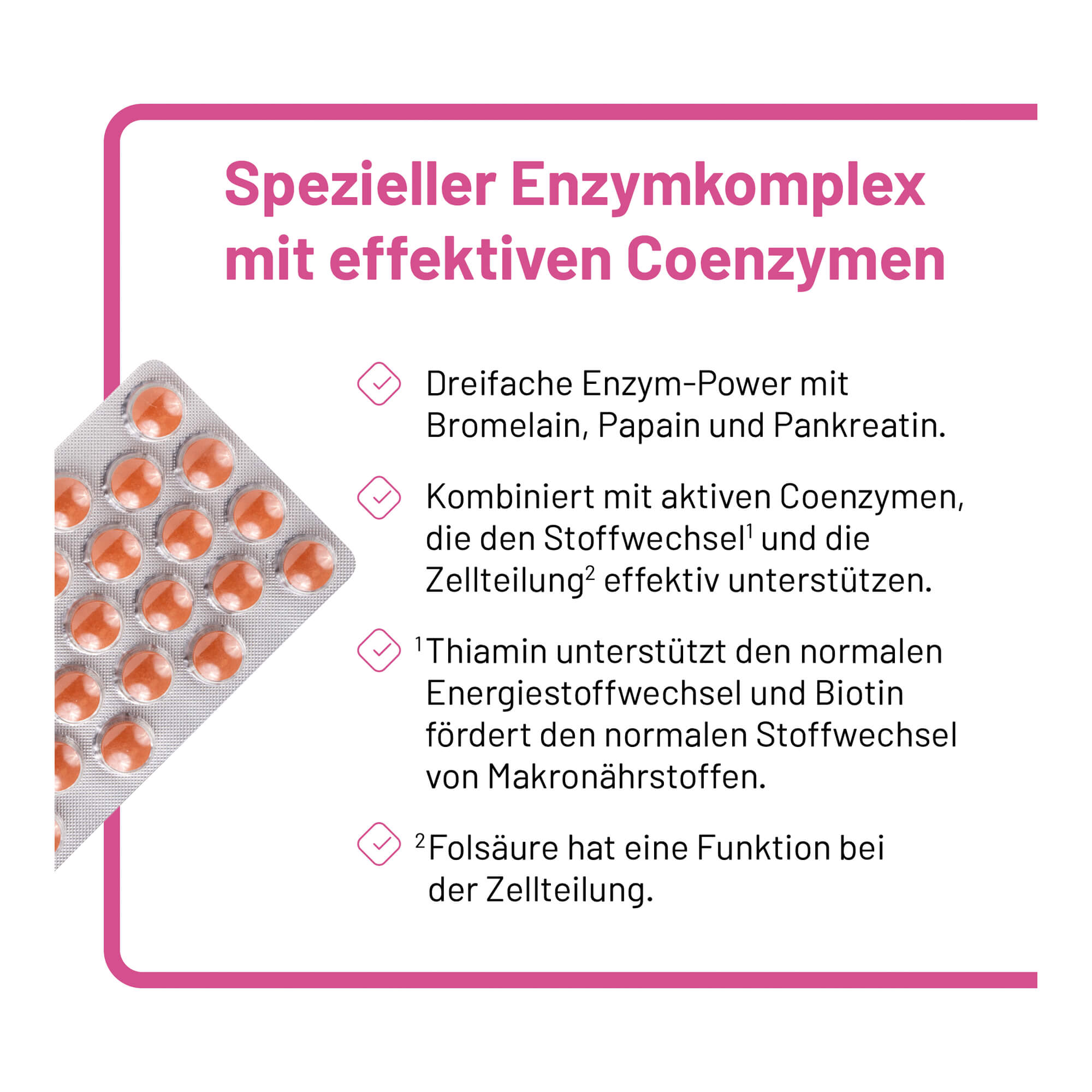 Grafik Therazym Tabletten Spezieller Enzymkomplex mit effektiven Coenzymen