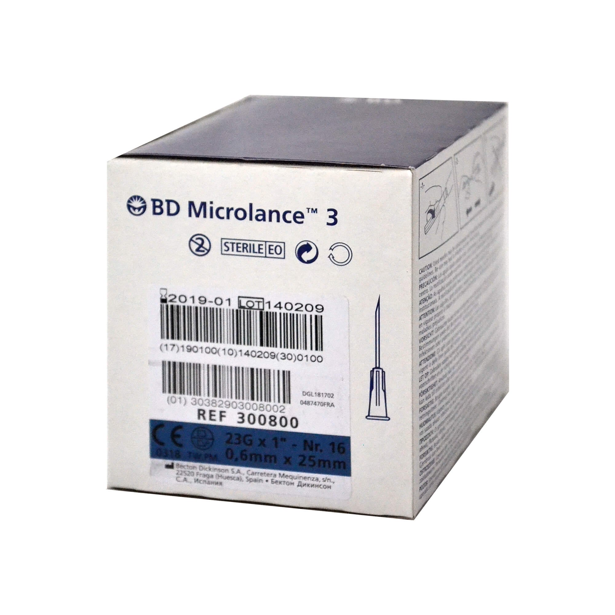 BD Microlance 3 Kanüle, 23 G x 1", Nr. 16, 0,6 mm x 25 mm.
