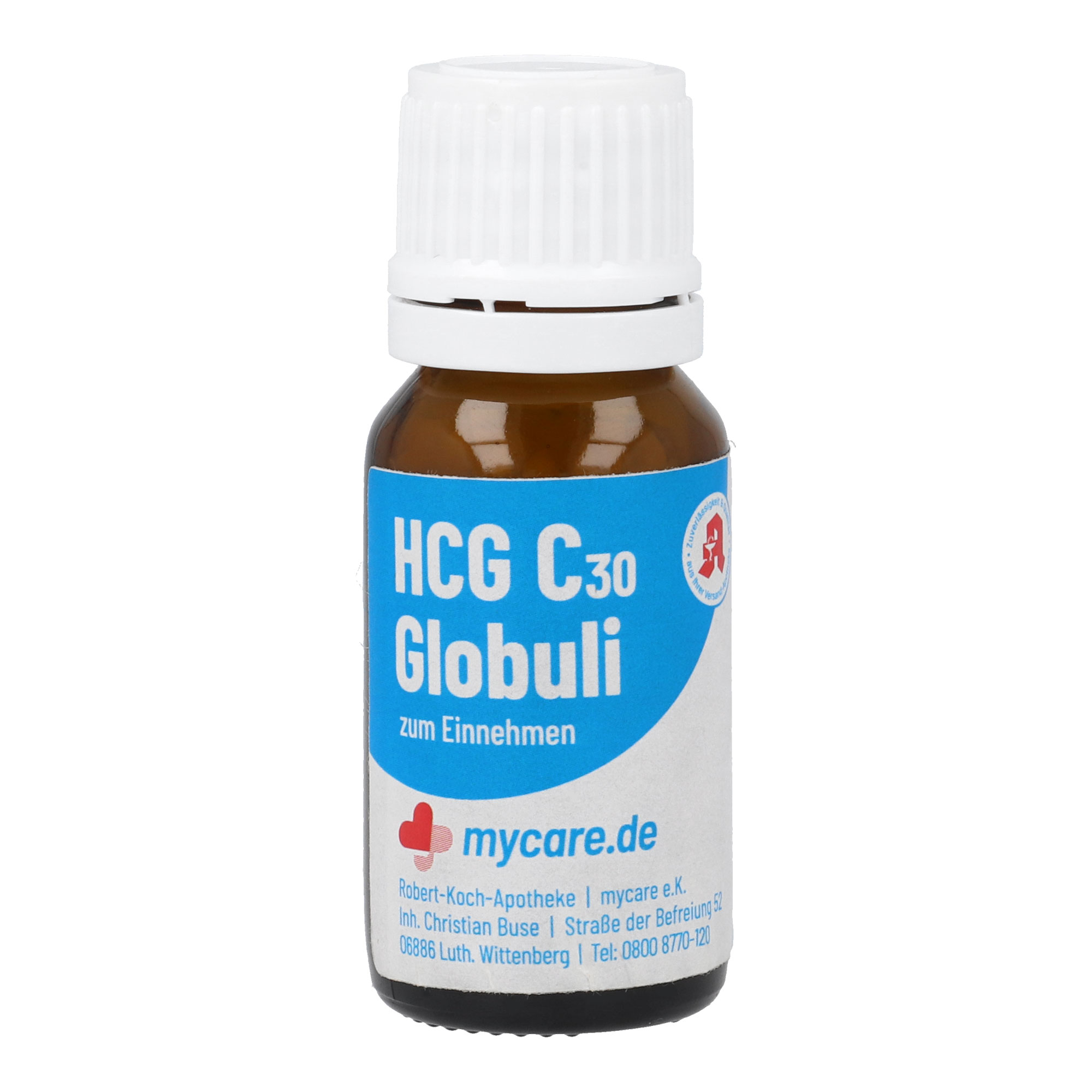 HCG Globuli mit der Hochpotenz C30 als Rezeptur direkt nach Ihrer Bestellung von mycare hergestellt.
