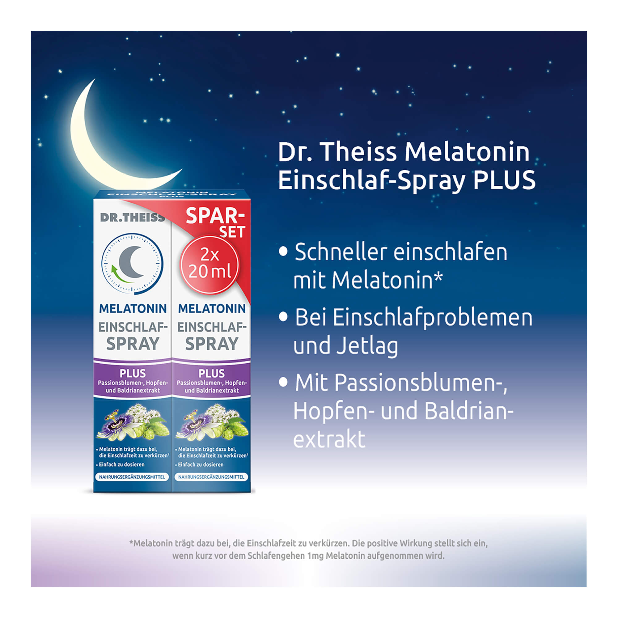 Grafik Dr. Theiss Melatonin Einschlaf-Spray Plus Merkmale