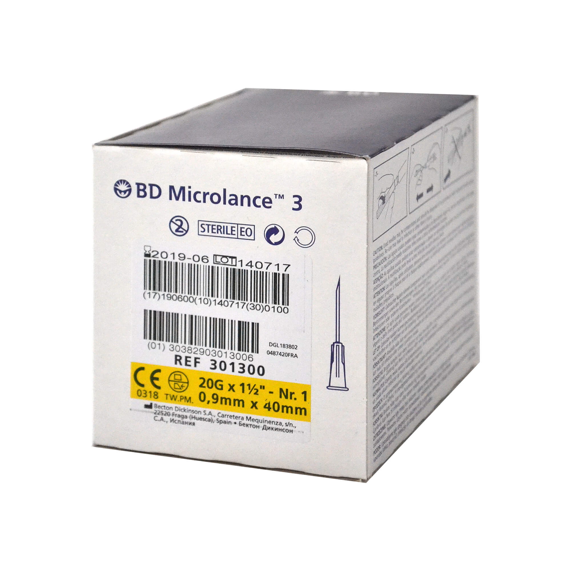 BD Microlance 3 Kanüle, 20 G x 1 1/2", Nr. 1,  0,9 mm x 40 mm.