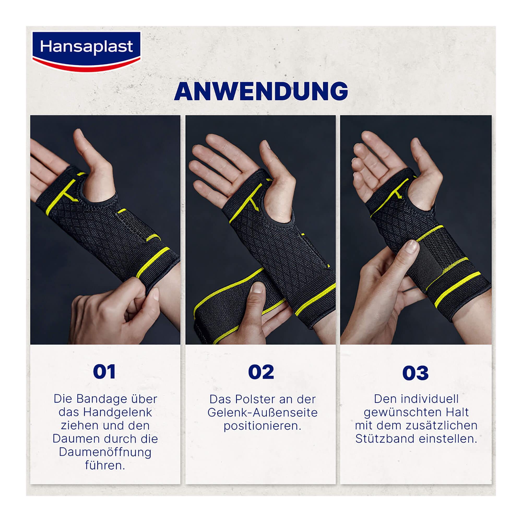 Hansaplast Sport Handgelenk-Bandage Anwendung