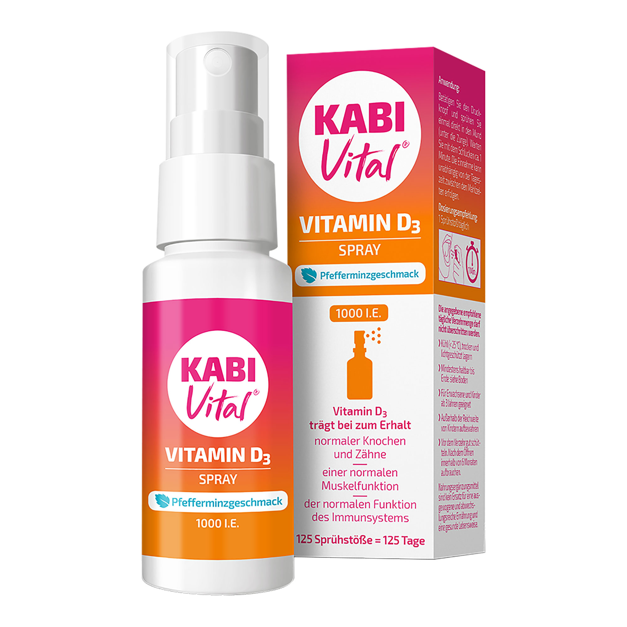 Vitamin D3 Spray mit Pfefferminzgeschmack für Erwachsene und Kinder ab 3 Jahren.