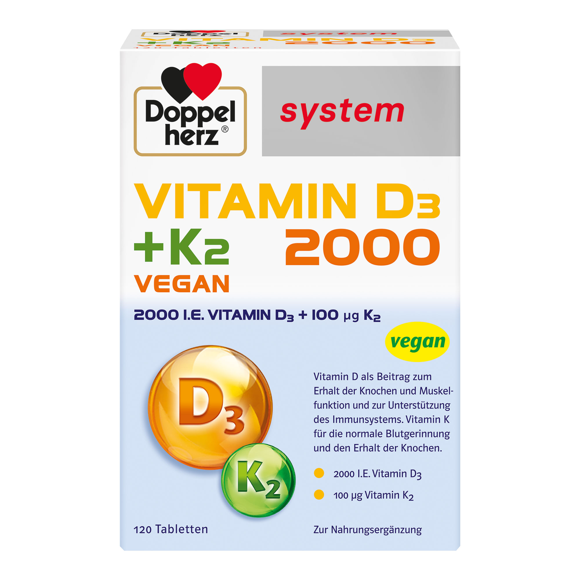 Nahrungsergänzungsmittel mit Vitamin D3 und K2.