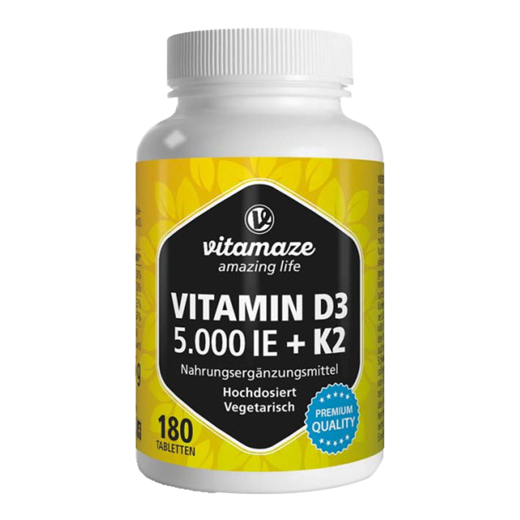 Nahrungsergänzungsmittel mit hochdosiertem Vitamin D3 und K2.